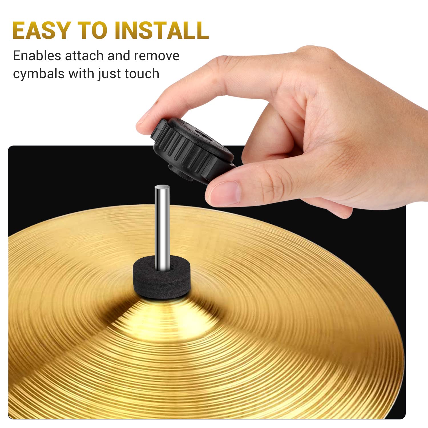 Facmogu 6Pcs Black Plastic Cymbal Nuts, 8Mm Quick Set Cymbal Nut For Percussion Drum Kit, Quick Release Cymbal Nut & Cymbal Mate For Percussion Replacement Kitparts