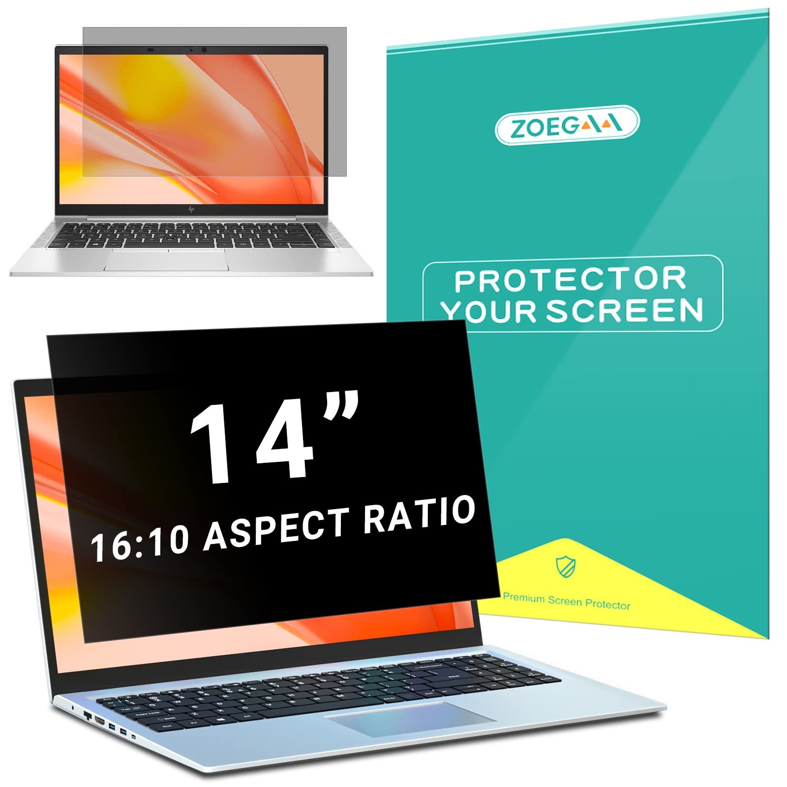 Zoegaa Laptop Privacy Screen 14 Inch, Privacy Screen 16 10 Compatible With Lenovo/Hp/Envy/Dell/Acer/Asus/Thinkpad,16:10 Aspect R