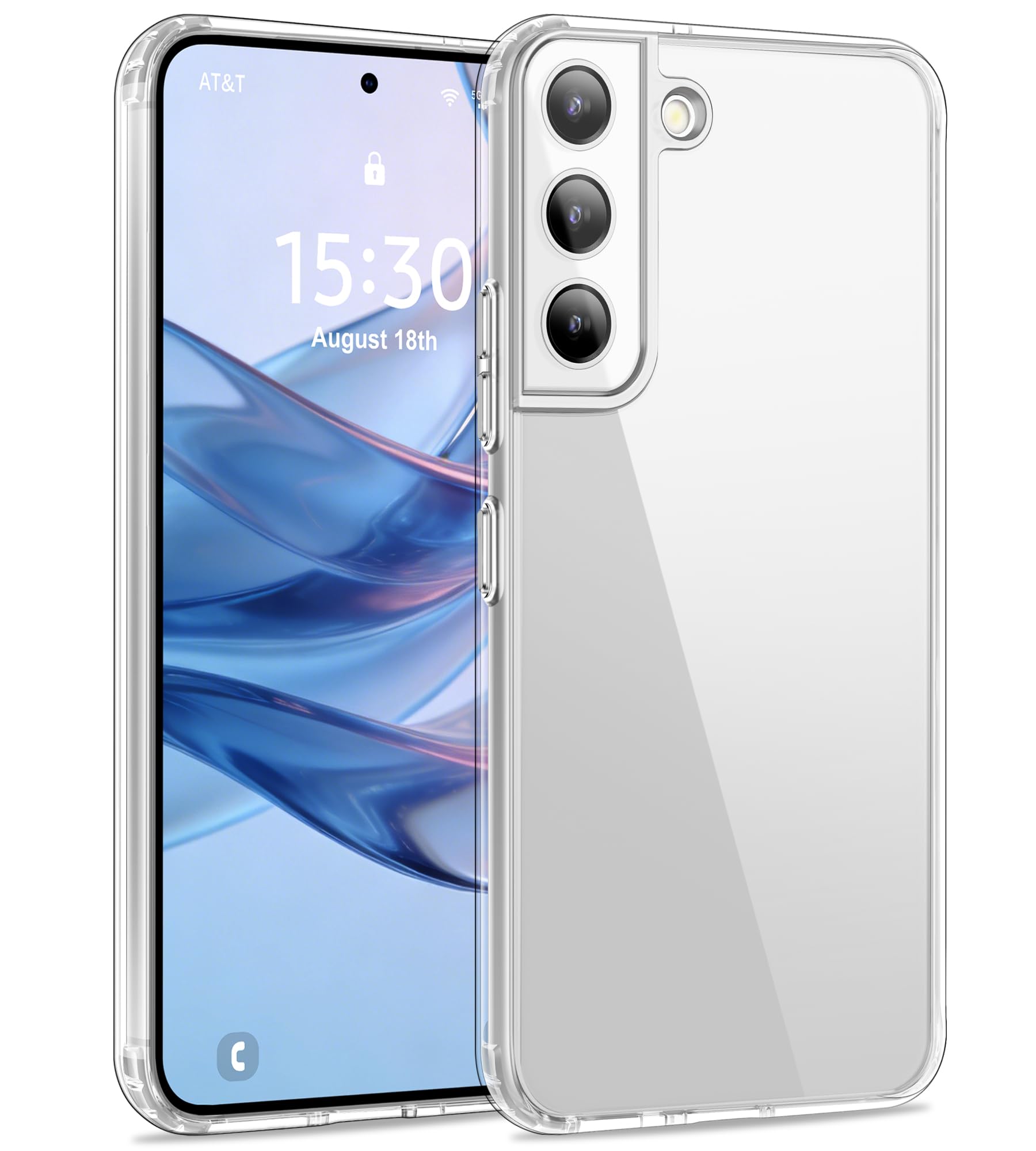 USLAI Case for Samsung Galaxy S22 5G, Anti-Yellowing, Crystal Clear Back, Shockproof & Military-Grade Drop Protection - Transpar