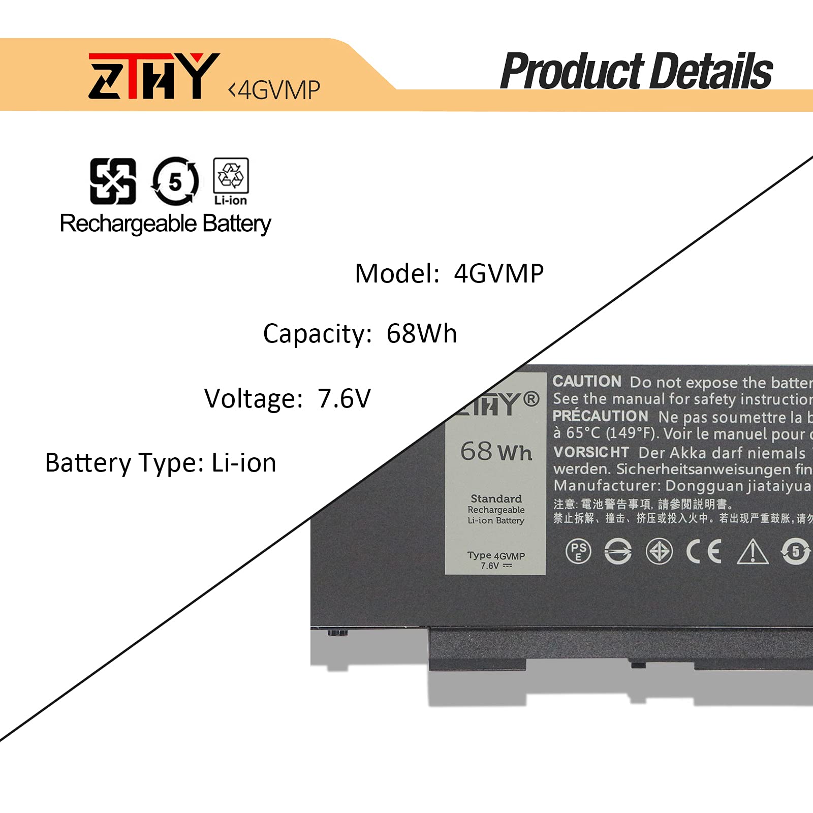 4Gvmp Laptop Battery Compatible With Dell Latitude 5400 5500 Precision 3540 Inspiron 7590 2 In 1 Inspiron 7591 2 In 1 Inspiron 7