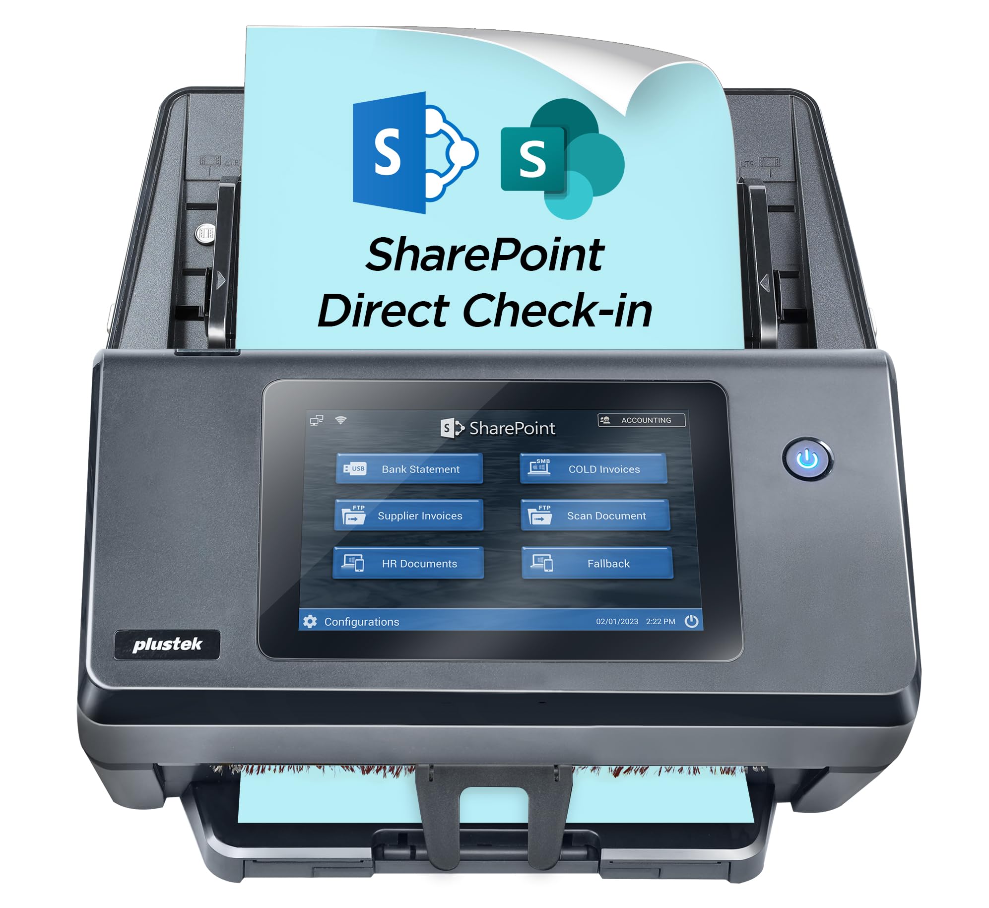 Plustek eScan A450 Pro Network Scanner, PC-Free Standalone, Direct Scan to SharePoint, Built-in OCR with autofill Columns, Easy