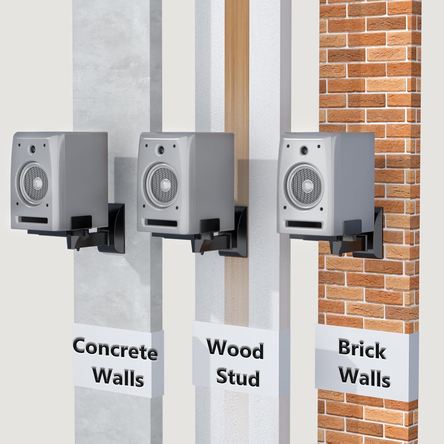 Wali Speaker Wall Mounts Dual Side Clamping Bookshelf Mounting Bracket - Thumbnail 2