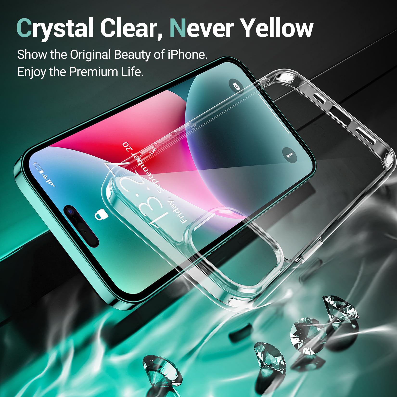 Temdan Designed For Iphone 15 Plus Case 6.7Inch Crystal Clear,[Non Yellowing] [Ultra Slim][Military Grade Drop Protection] Shock