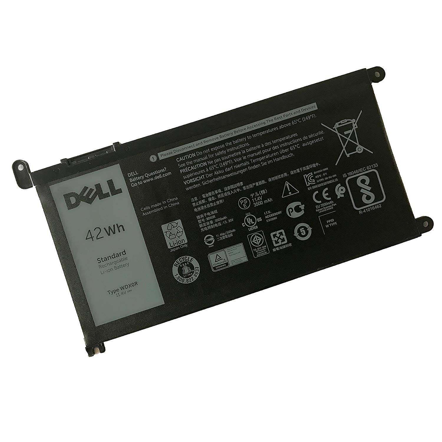 Dell Wdx0R Notebook Battery 11.4V 42Wh For Dell Inspiron 15 5565 5567 5568 5578 5579 7560 7570 7573 7579 7580 7569 P58F 13 5368