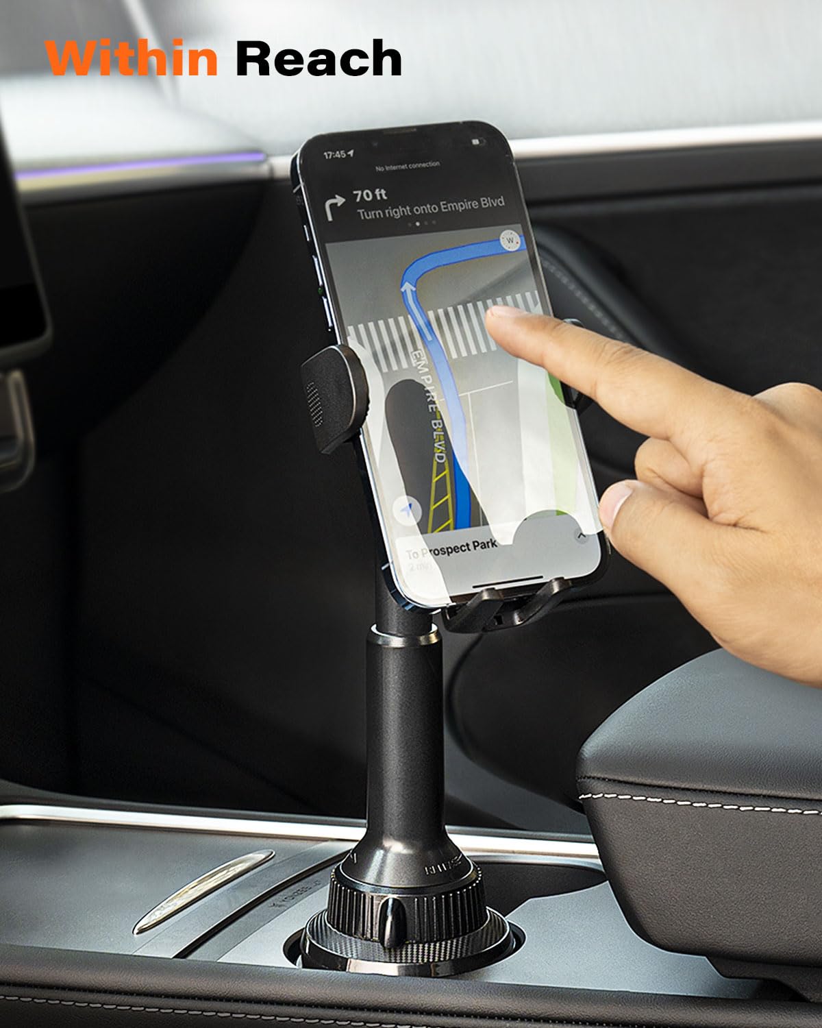 Apps2Car Universal Car Cup Phone Holder | Quick Extension Long Arm | 360 Swivel | Adjustable For Iphone, Samsung, Google, And Al