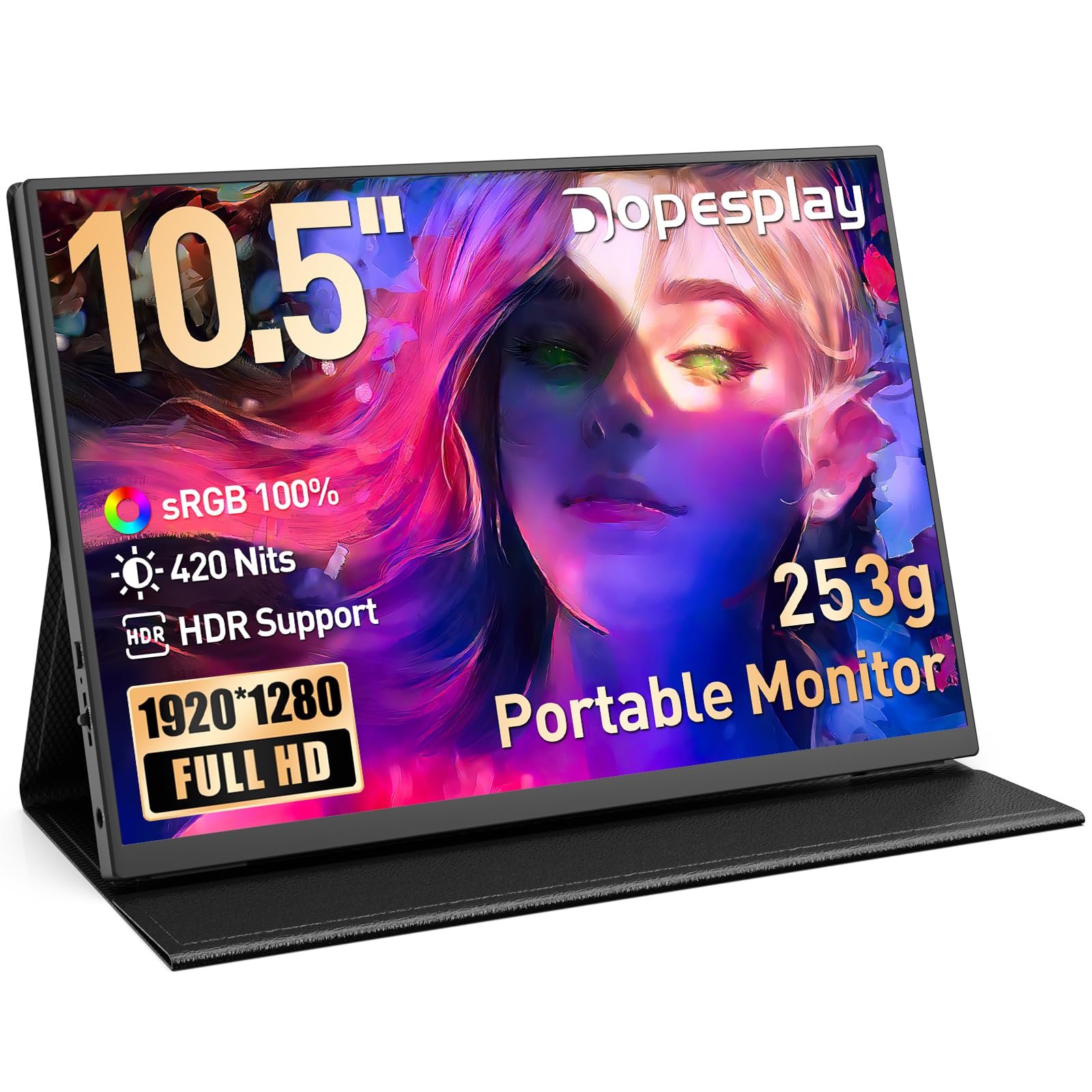 Portable Monitor 14.1 FHD 1080P Laptop USB-C HDMI Travel for Laptop, Ultra-Slim IPS HDR Display w/Speakers, External Small Mon