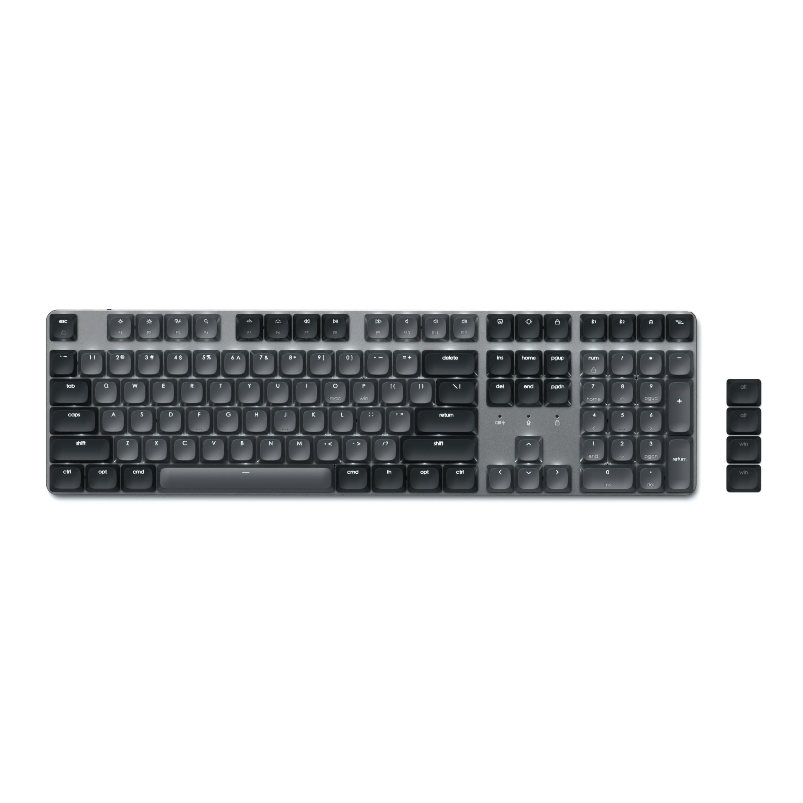 Satechi SM3 Mechanical Keyboard for Mac and Windows, 108 Keys Full Size with White LED Backlit, Wired and Bluetooth for Mac and