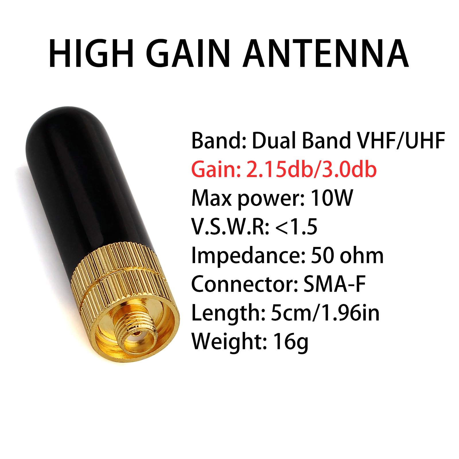 Retevis Ham Radio Short Antenna, 1.96 Inch Sma-Female, Dual Band Vhf/Uhf 144/430Mhz Antenna, For Retevis Rt29 Rt86 Ra79 Hd2, Com