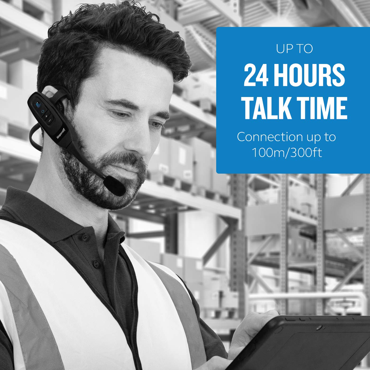 Blueparrott C400 Xt Trucker Bluetooth Headset � Industry Leading Sound With Long Wireless Range & Extreme Comfort For All Day Wear   Ideal For Anyone On The Go, Up To 24 Hours Of Talk Time, Black