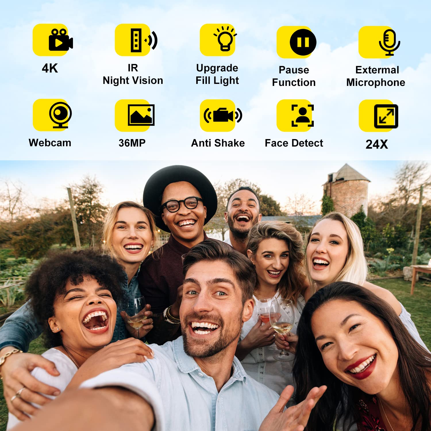 Hojocojo 4K Night Vision Camcorder Digital With Ir Light, 20X Digital Zoom, 270 Youtube Vlogging Camera Recorder, Support Full H