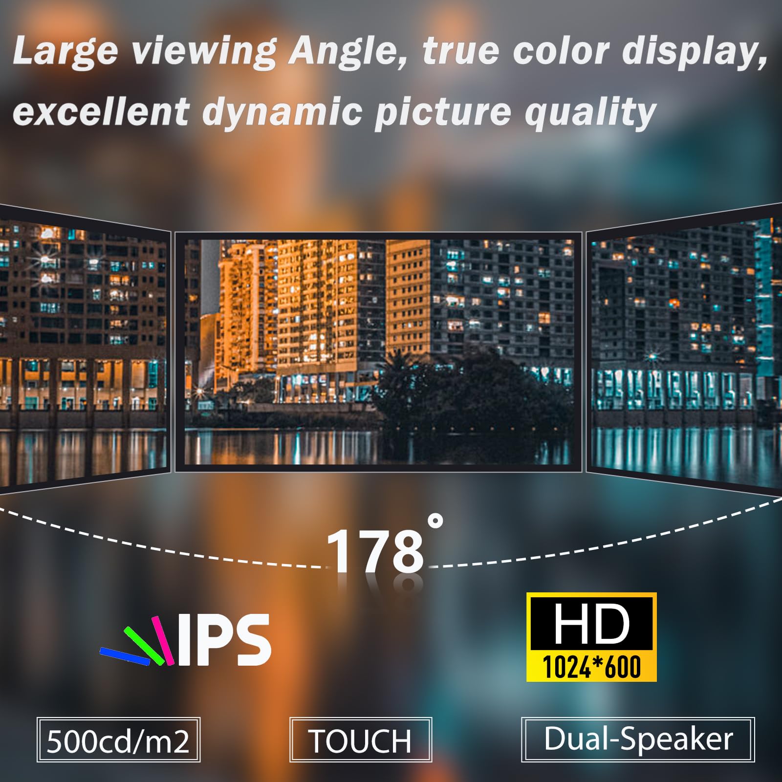 Geeekpi 7 Inch Capacitive Touchscreen For Raspberry Pi, Hdmi Monitor Ips 1024X600 Lcd Display With Dual Speaker For Raspberry Pi