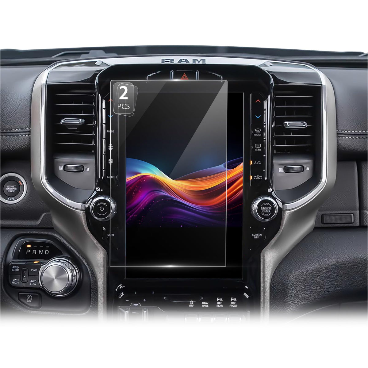2 Pack Anti-Reflection Screen Protector For Dodge Ram 1500 2500 3500 2022 2023 2024 2025 Ram1500 Ram2500 Ram3500 2019-2024 2025 Accessories Big Horn, Laramie, Limited, Longhorn, Trx 12' Ar Ultra-Clear 2Pcs