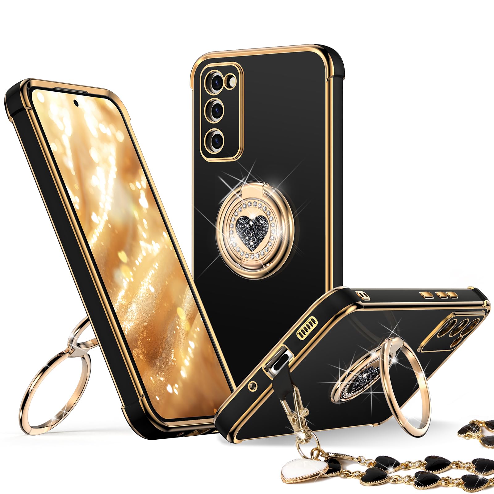 Xyz For Galaxy S20 Fe Case With Stand, For Samsung Galaxy S20 Fe Case With Double Ring, Women Girls Bling Luxury Protective Phon