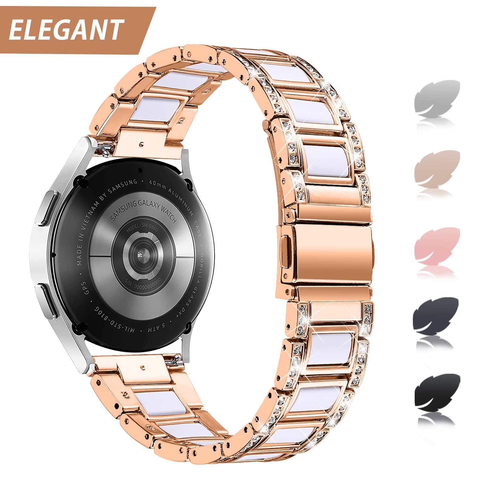 Ninki Compatible Samsung Galaxy Watch 6 Band Classic 43Mm 47Mm 40Mm 44Mm,20Mm Resin Metal Samsung Galaxy Watch 5 Band Pro 45Mm 4
