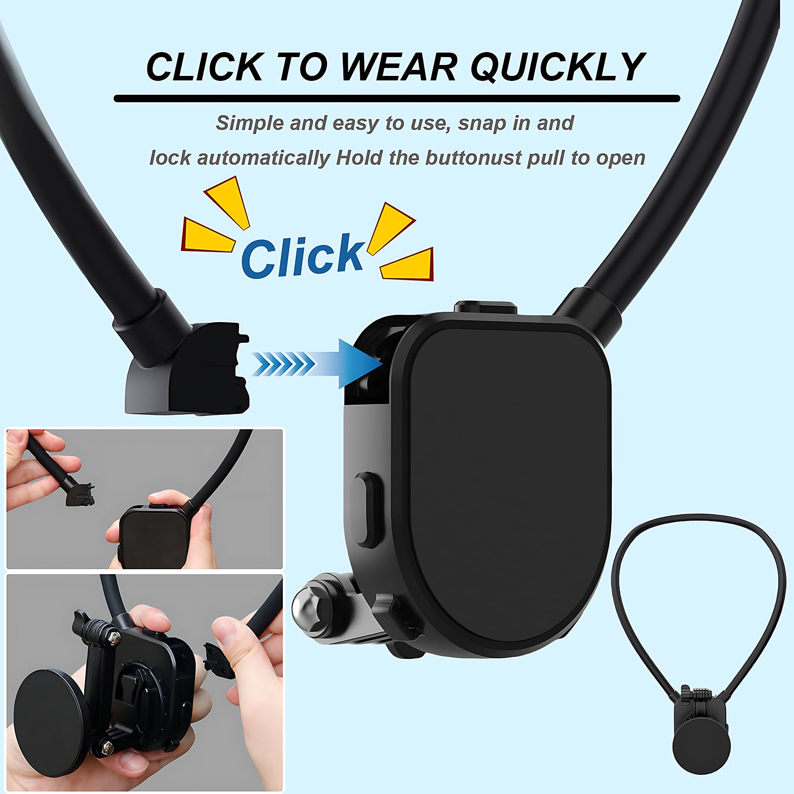 Magnetic Neck Mount For Phones, Cell Phone Holder Around Neck Pov/Vlog Selfie Mount Hand Free Phones Neck Holder Video Recording