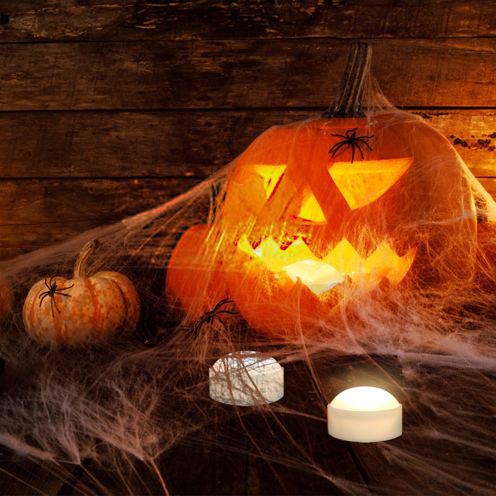 Izan 3 Pack Battery Operated Led Lights With Remote And Timer, Bright Flickering Flameless Candle Set For Pumpkin D  Cor Jack O