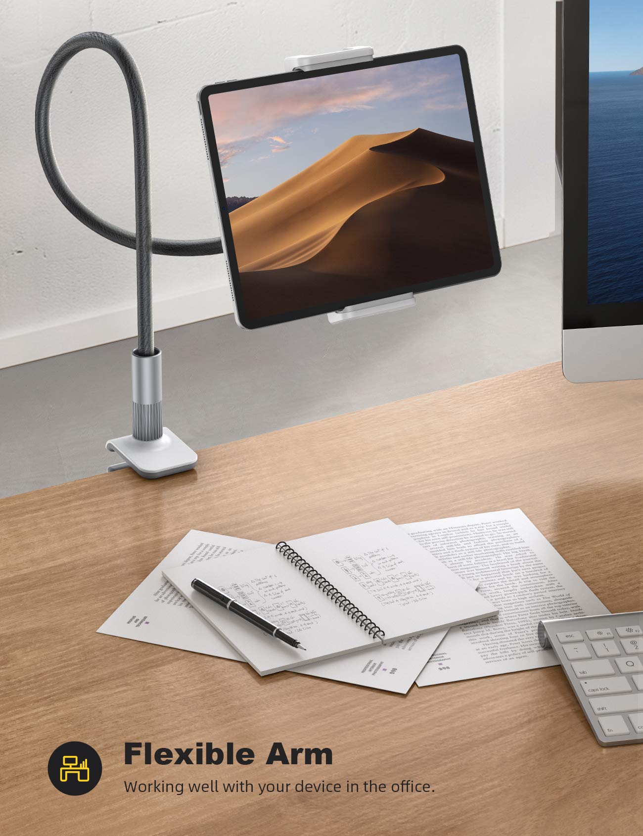 Lamicall Gooseneck Tablet Holder, Tablet Mount : Flexible Arm Clip Tablet Stand for Bed, Tablet Desk Mount, Compatible with iPad Pro 11', Mini Air, Galaxy Tabs More 4.7 to 10.5' Phones and Tablets