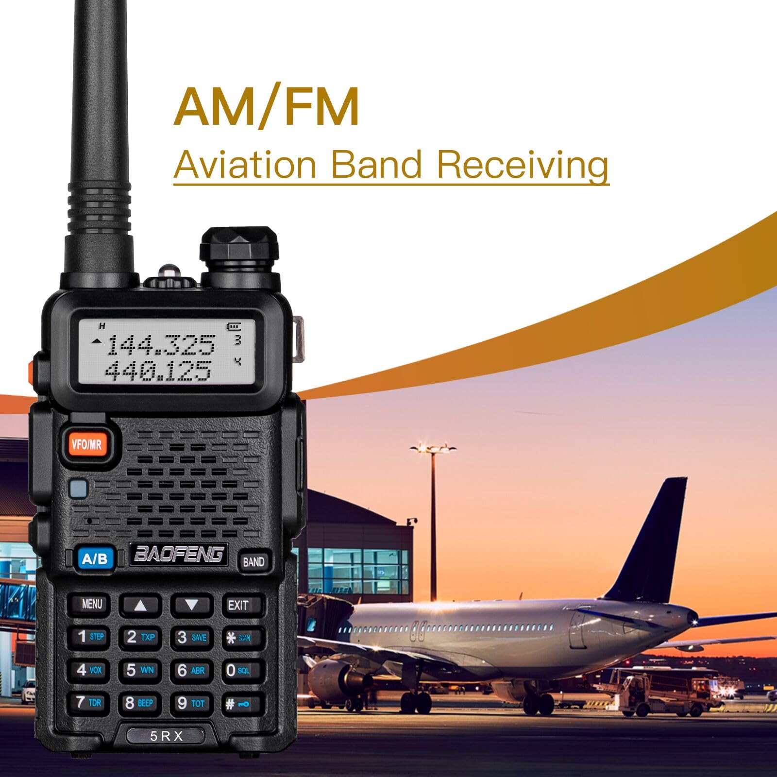 Baofeng 5Rx Ham Radio (Upgraded Of Uv-5R) Multi-Band Receiving Long Range Two Way Radio,Am/Fm Reception Walkie Talkies With Earp