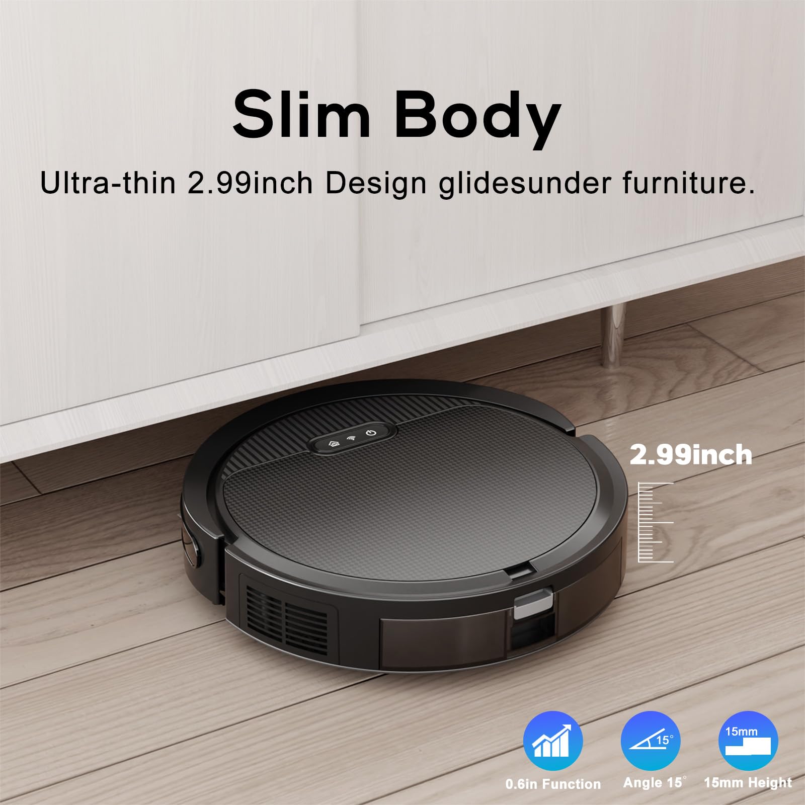 Kipvvo V3 Robot Vacuum And Mop Combo,Self Charging,5000Pa Strong Suction,Wifi/Alexa/App Control,3 In 1 Ultra Slim Robotic Vacuum