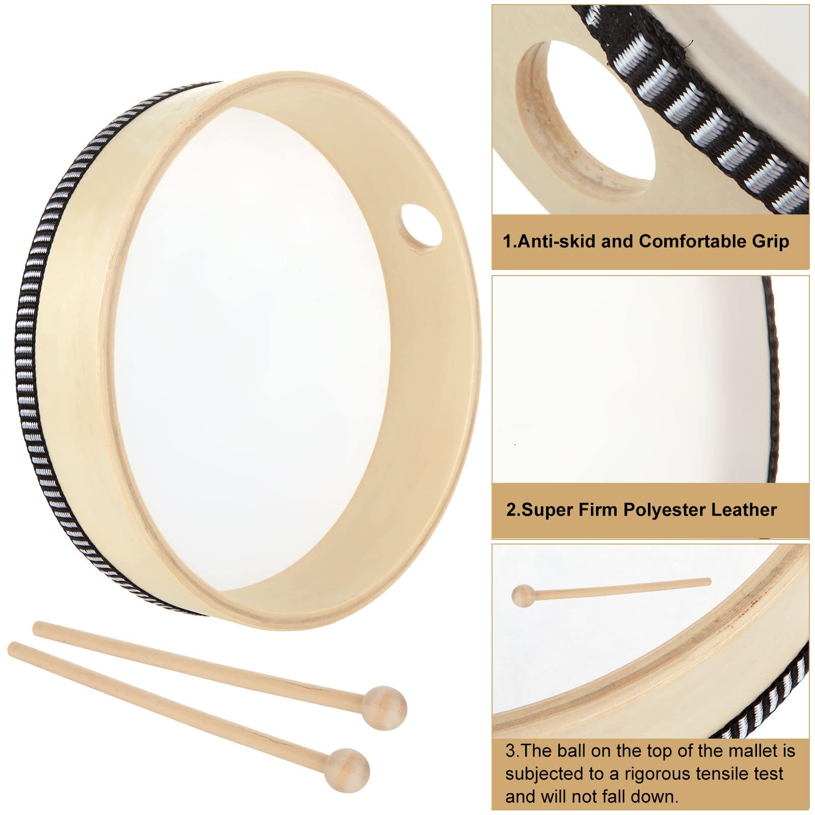 10 Inch 8 Inch 6 Inch 4 Inch Hand Drum Percussion Musical Instrument Wood Frame Drum With Drum Stick