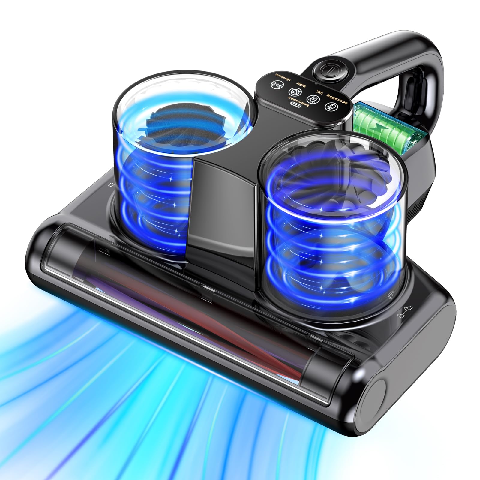 Mattress Vacuum Cleaner Cordless Bed Vacuum with 16Kpa Suction 253.7nm UV-C Light, Ultrasonic Technology, HEPA Filtration, Built