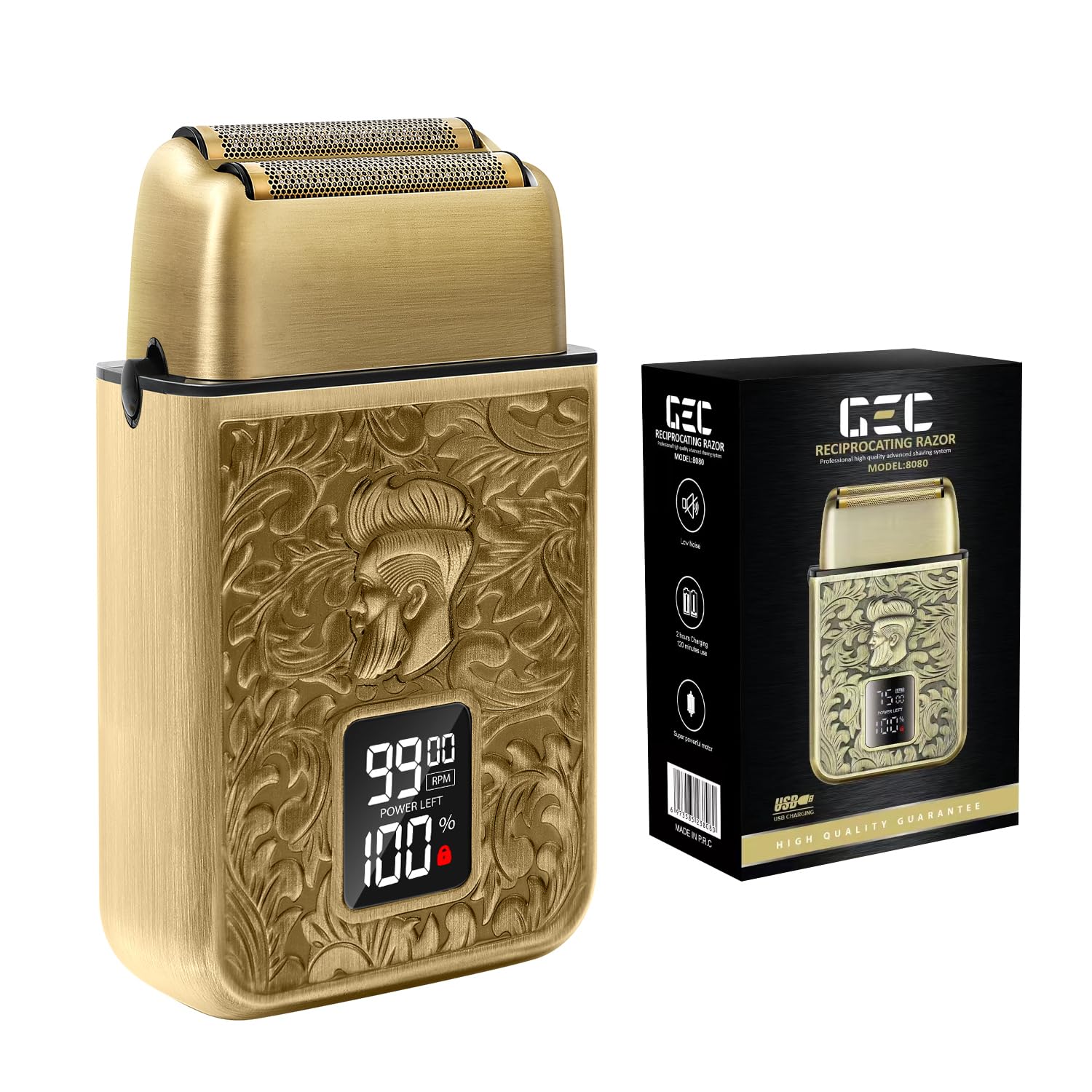 Gec Shavers For Bald Men, Foil Shaver With 3 Adjustable Speeds, Rechargeable Shaver Trimmer With Led Display For Face Barber Sup