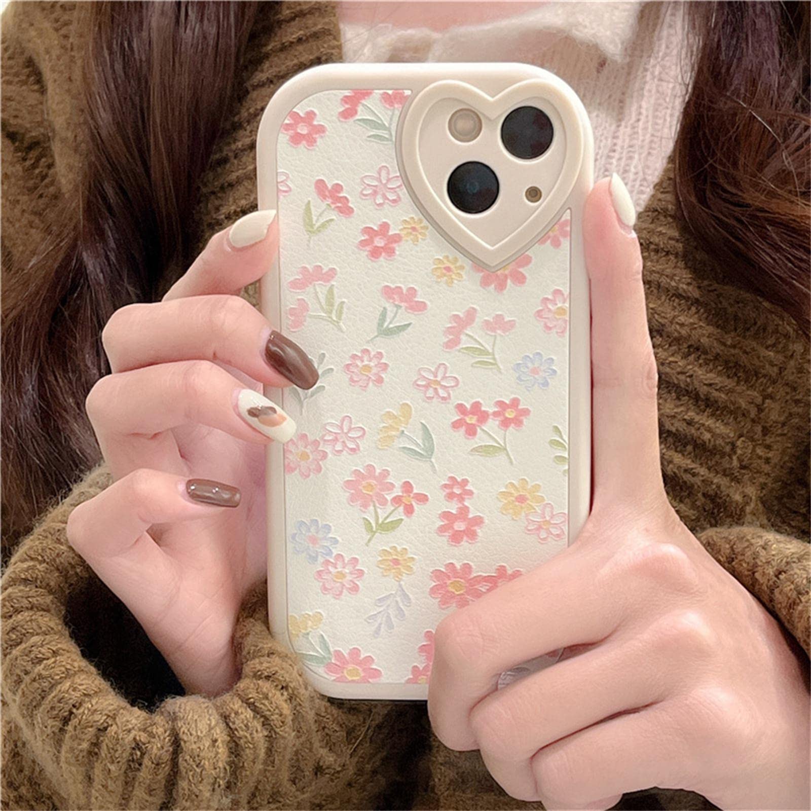 Ownest Compatible With Iphone 12 Case With Cute Flowers Floral Pattern For Women Girls Soft Silicone Love Lens Protection Case F