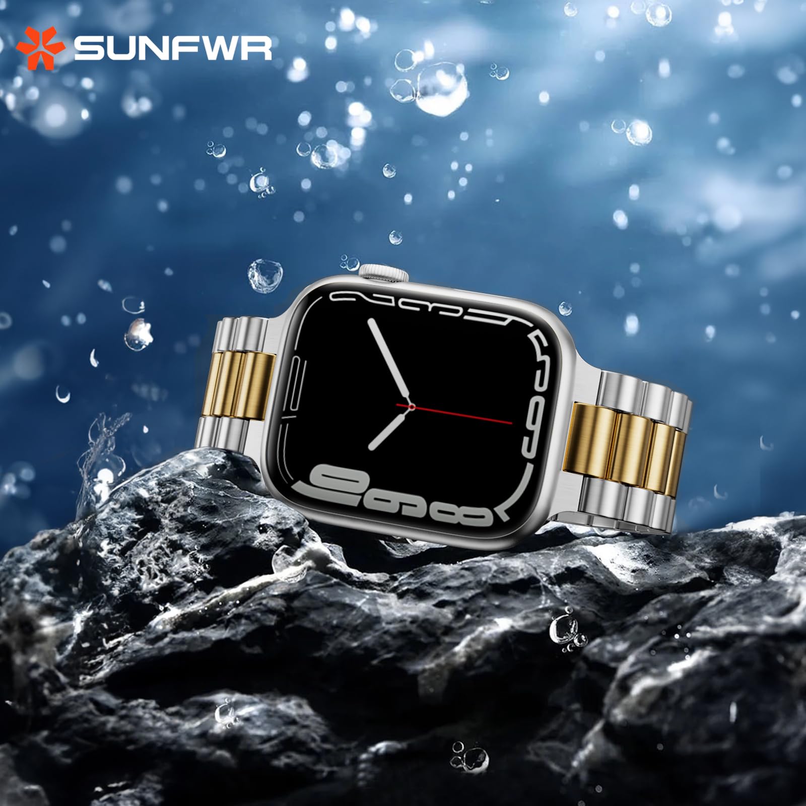 Sunfwr Compatible With Apple Watch Band 41Mm 40Mm 38Mm For Women Men, Stainless Steel Metal Iwatch Band With Case For Apple Watc