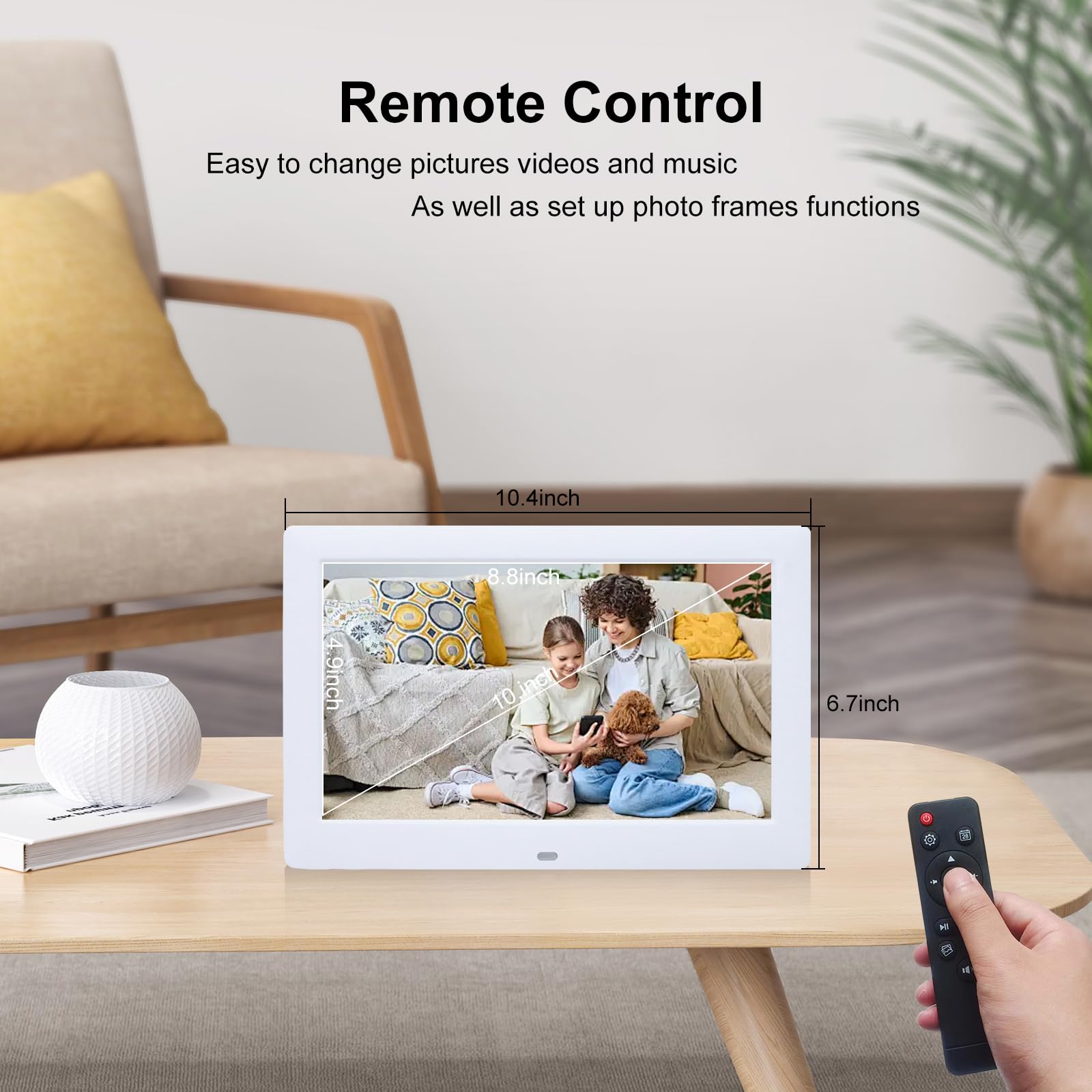 10 Inch Digital Picture Frame,Digital Photo Frames,Photo Video Player With Remote Control,Support Background Music,Multi Slidesh