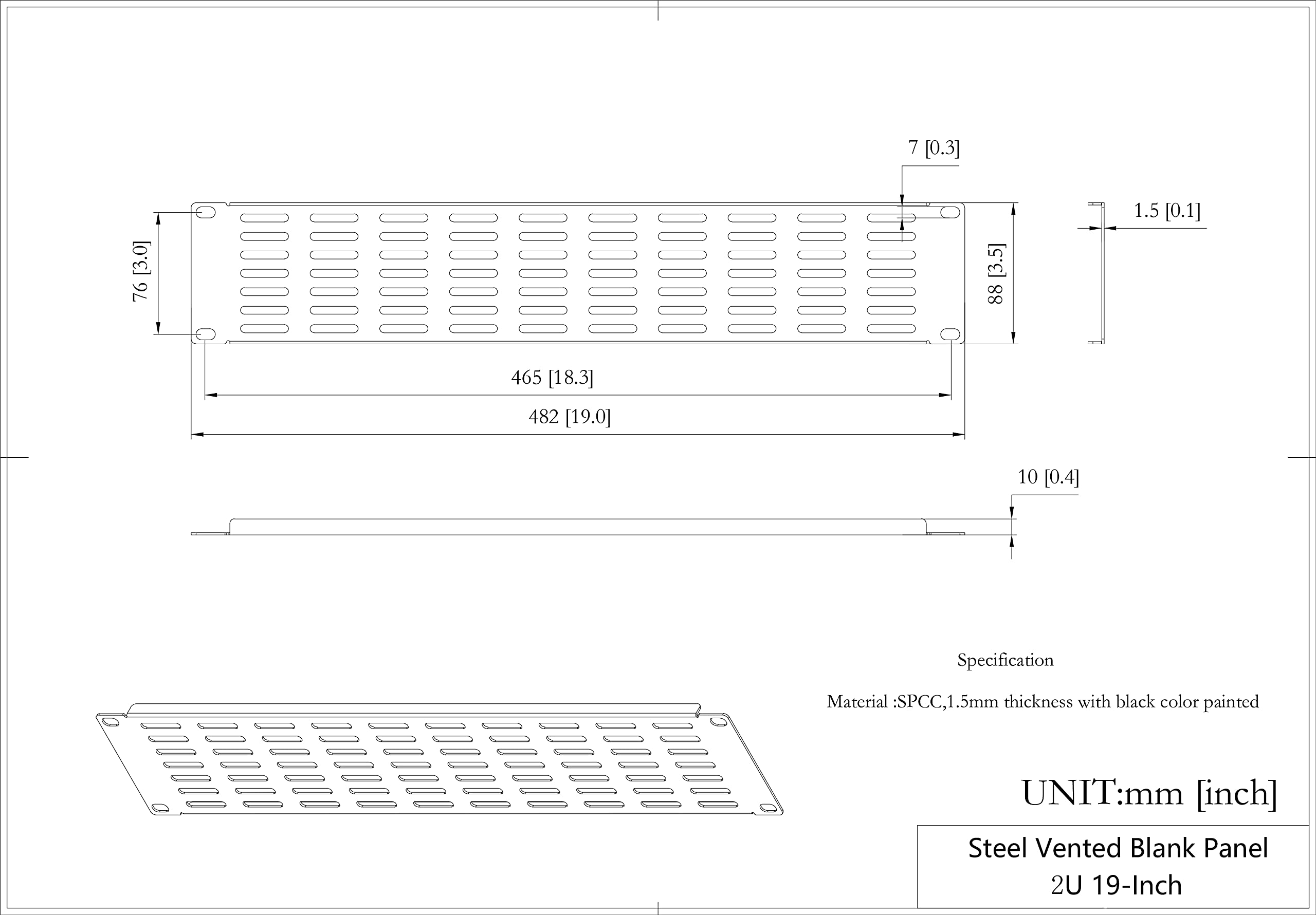 Qiaoyoubang 2 Pack 2U Metal Vented Blank Panel For 19Inch Server Rack Or Cabinet, Black (2Uvbp2Pc)