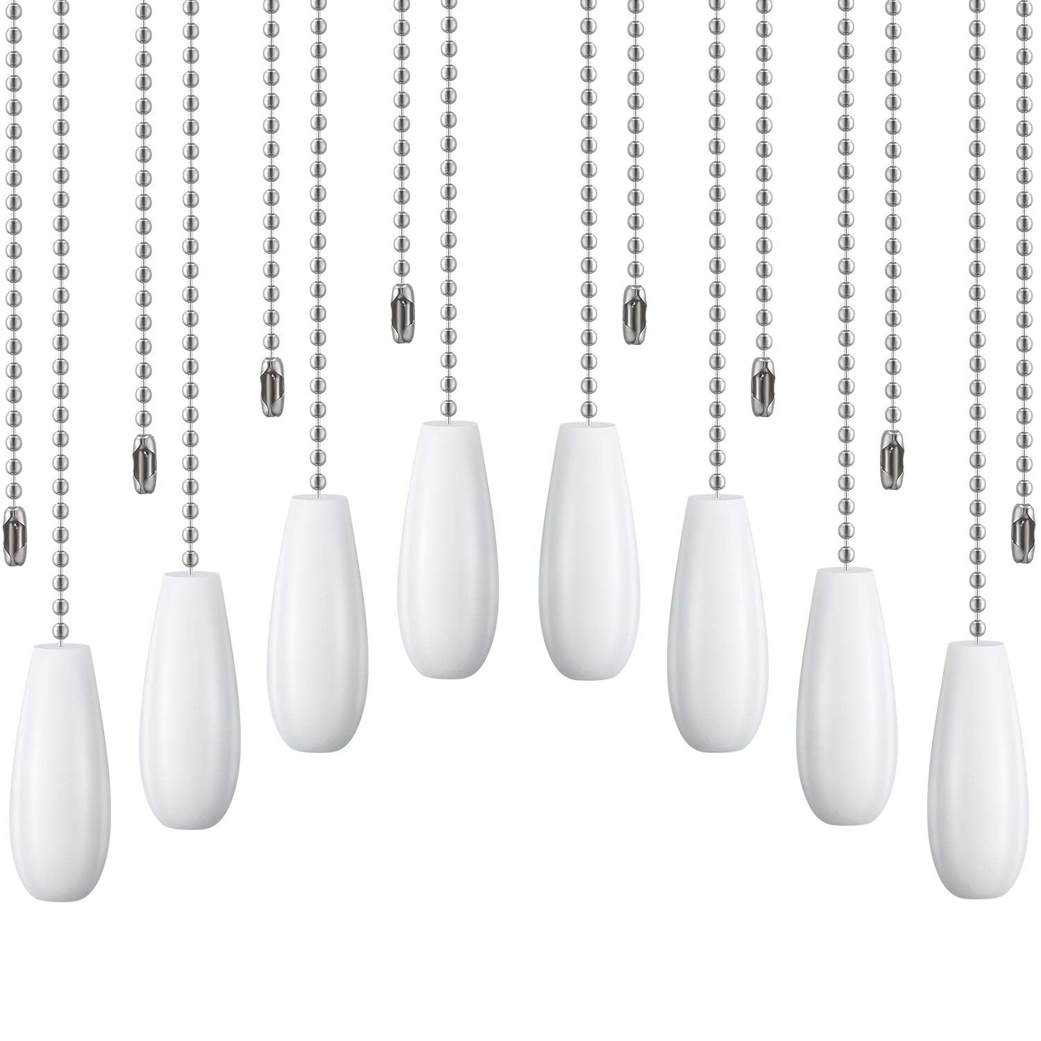 8 Pieces Ceiling Fan Pull Chains Extender Wooden Pendant Pull Chain Extension For Ceiling Light Lamp Fan (White)