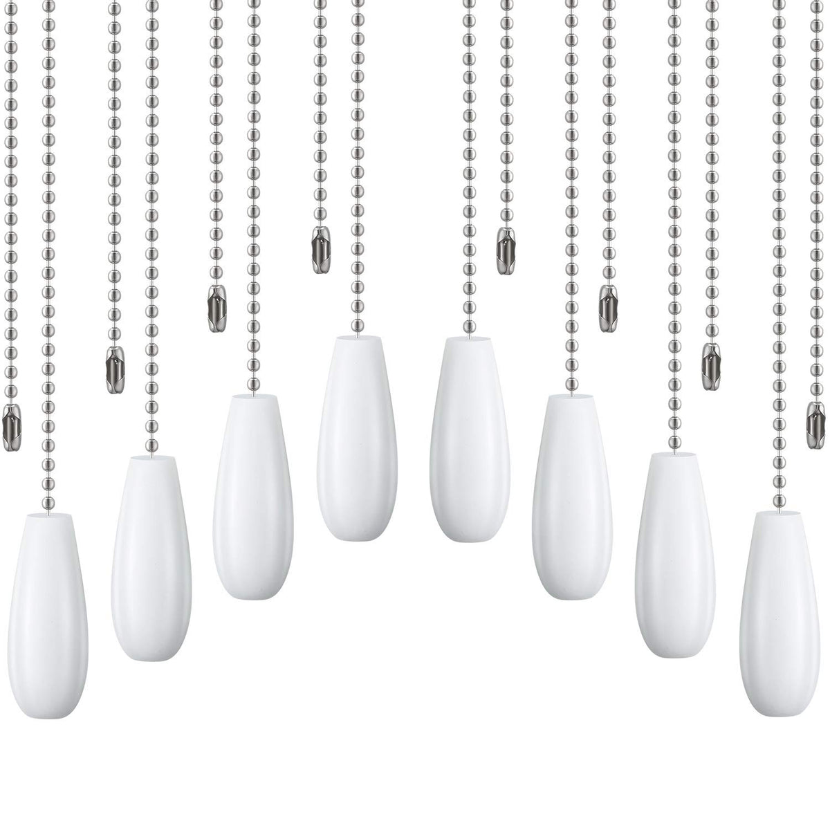 8 Pieces Ceiling Fan Pull Chains Extender Wooden Pendant Pull Chain Extension For Ceiling Light Lamp Fan (White)