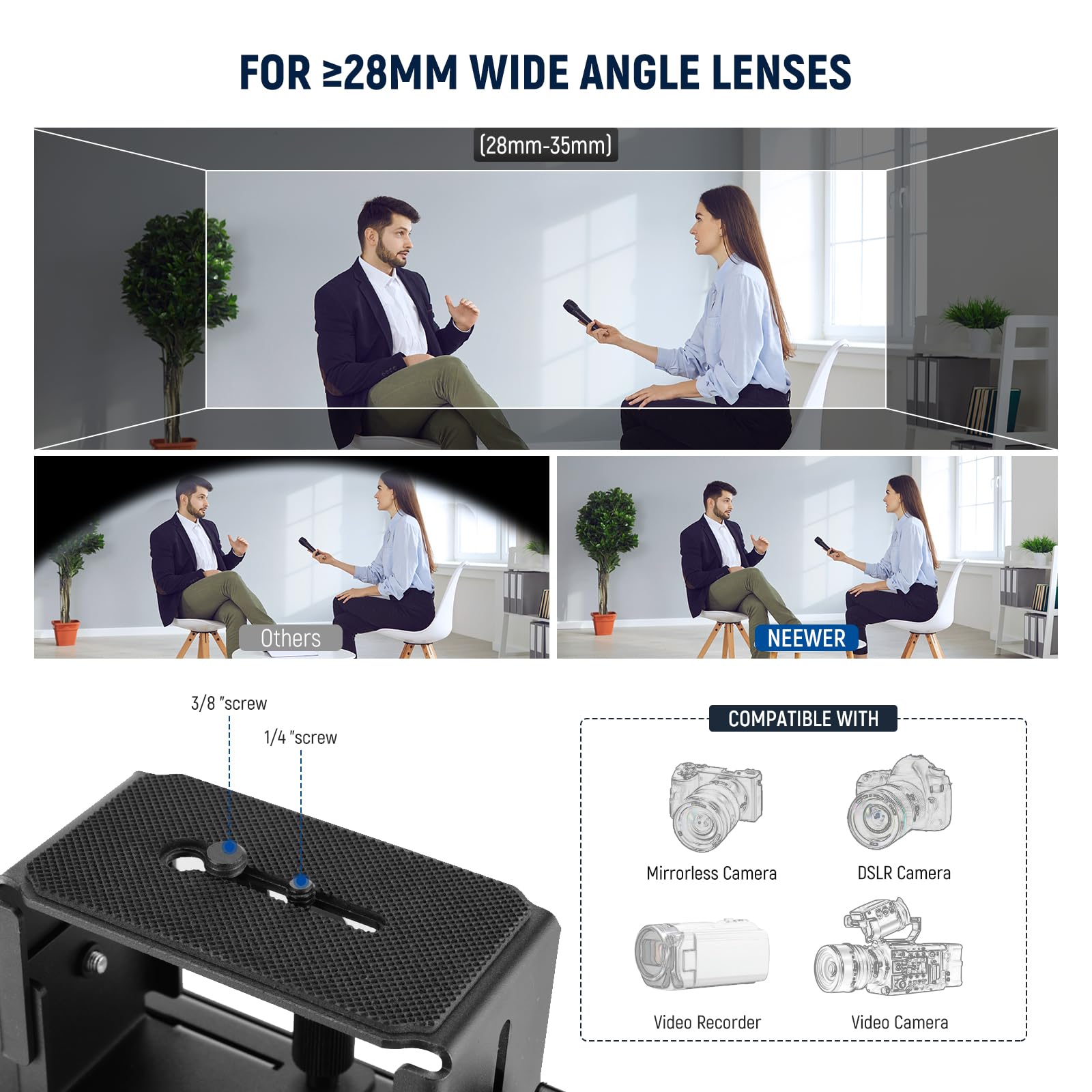 Neewer Basics X16B Aluminum Alloy Liftable Teleprompter 16 For Ipad Tablet Phone Dslr Camera, No Assembly, Remote & App Control,