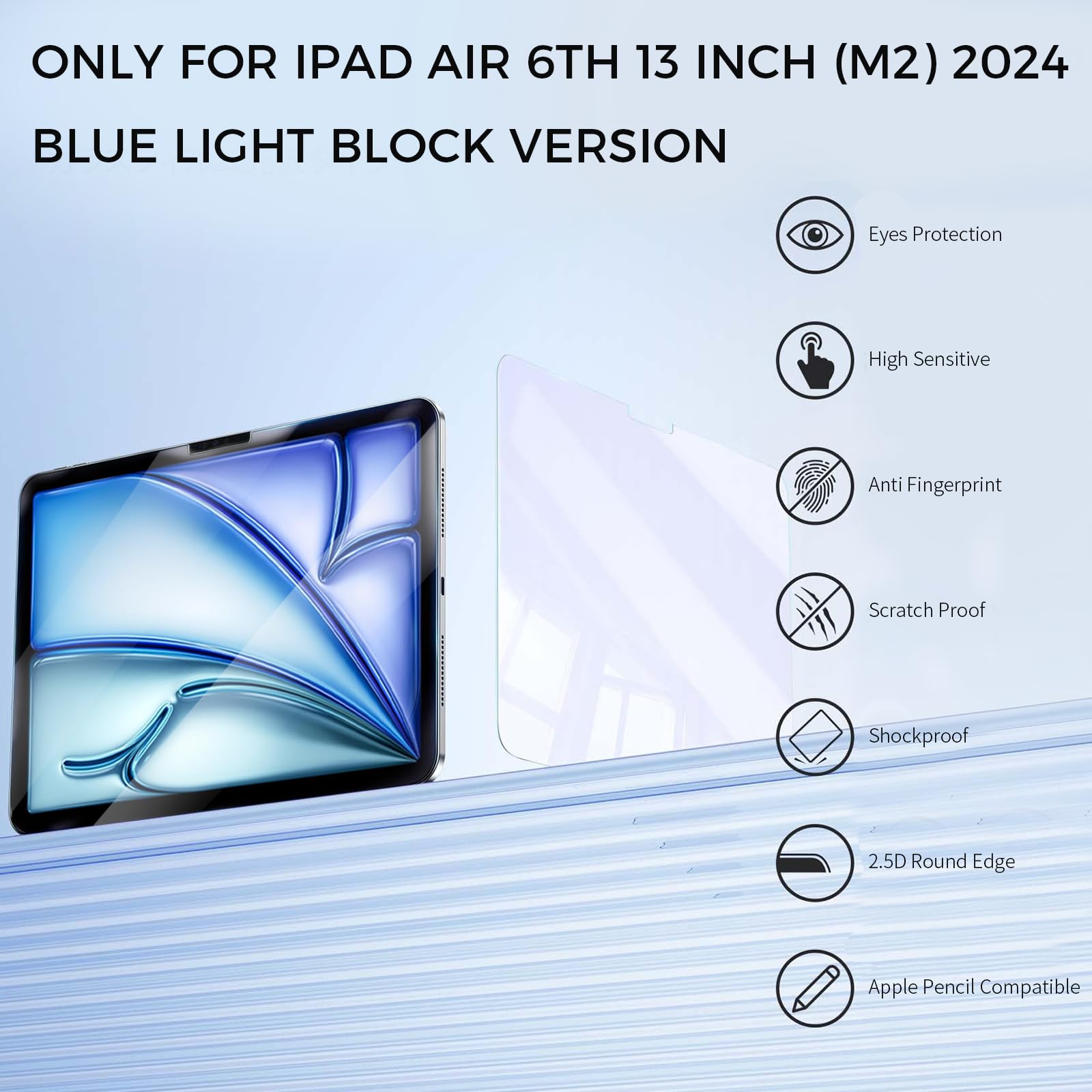 Junfire Anti Blue Light Screen Protector for iPad Air 6th Generation 13 Inch - Thumbnail 2
