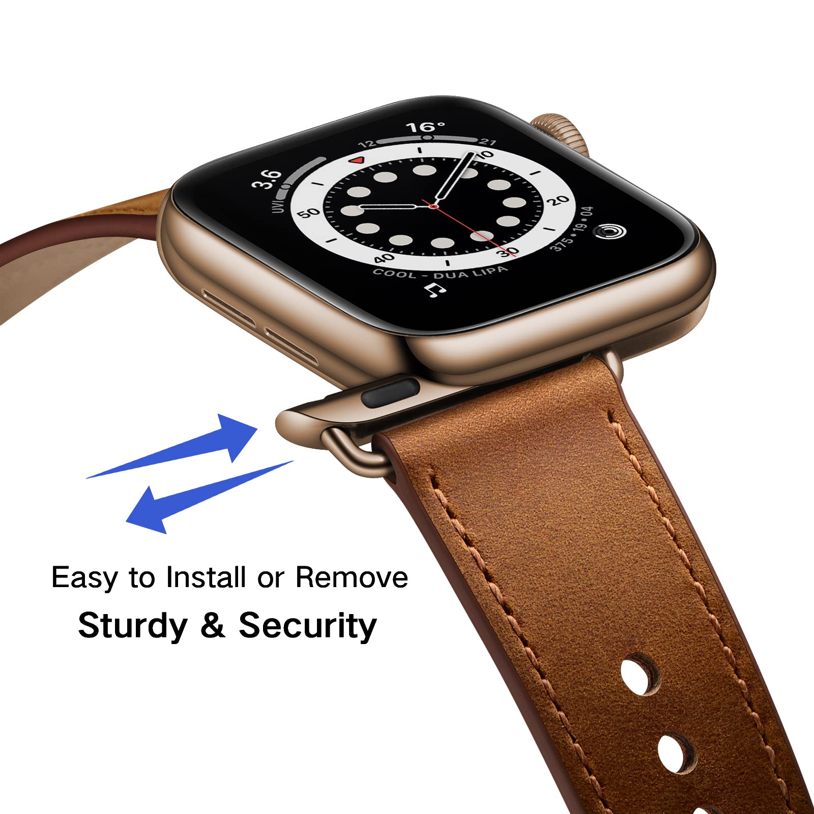 Ouheng Compatible With Apple Watch Band 49Mm/46Mm/45Mm/44Mm/42Mm, Genuine Leather Band Strap For Iwatch Ultra 2/1 Se Series 10 9