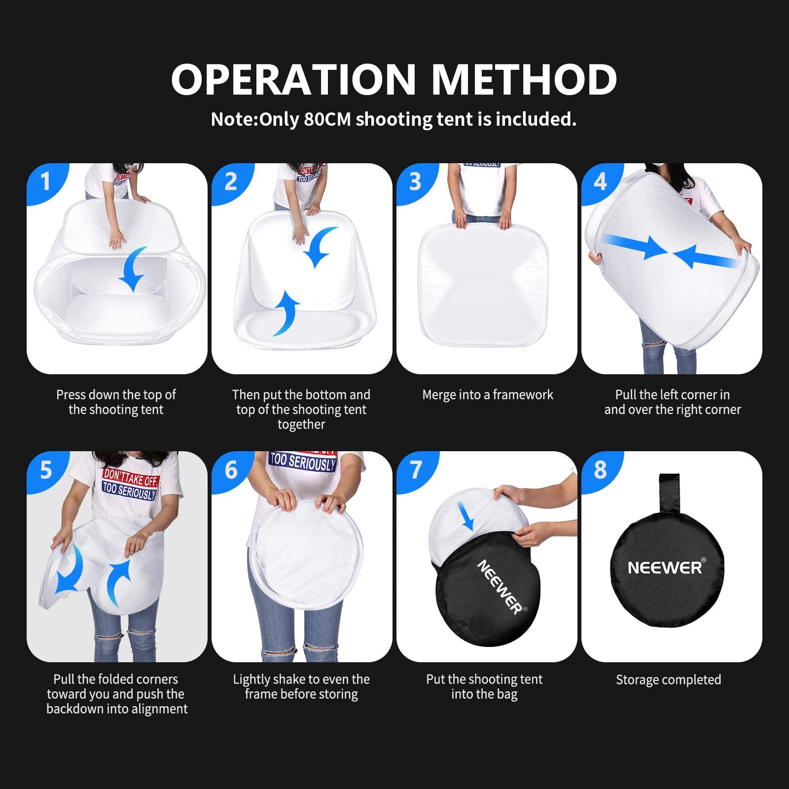 Neewer 24X24 Inch/60X60 Cm Photo Studio Shooting Tent Light Cube Diffusion Soft Box Kit With 4 Colors Backdrops (Red Dark Blue B