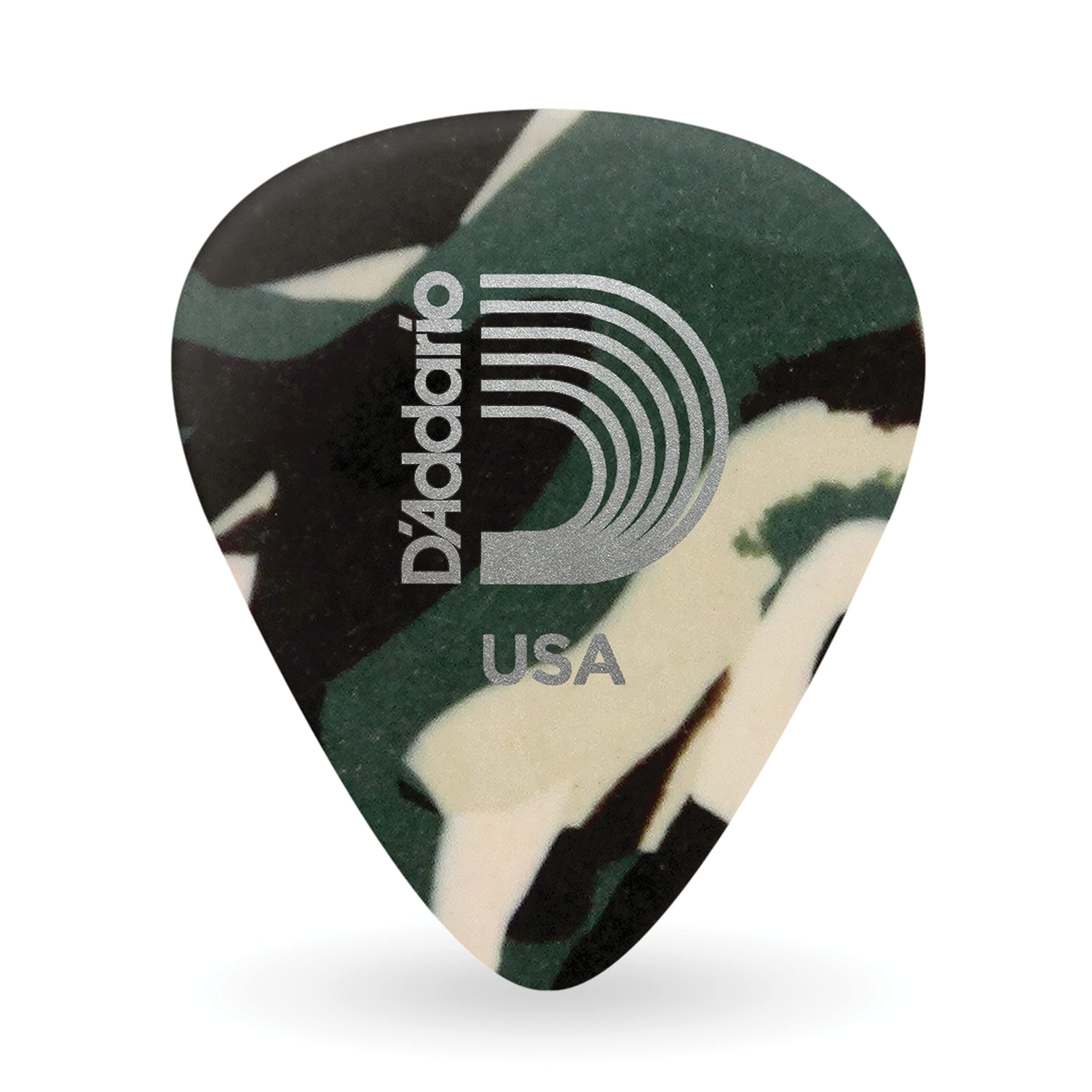D'Addario Camouflage Celluloid Guitar Picks, 100 Pack, Extra Heavy
