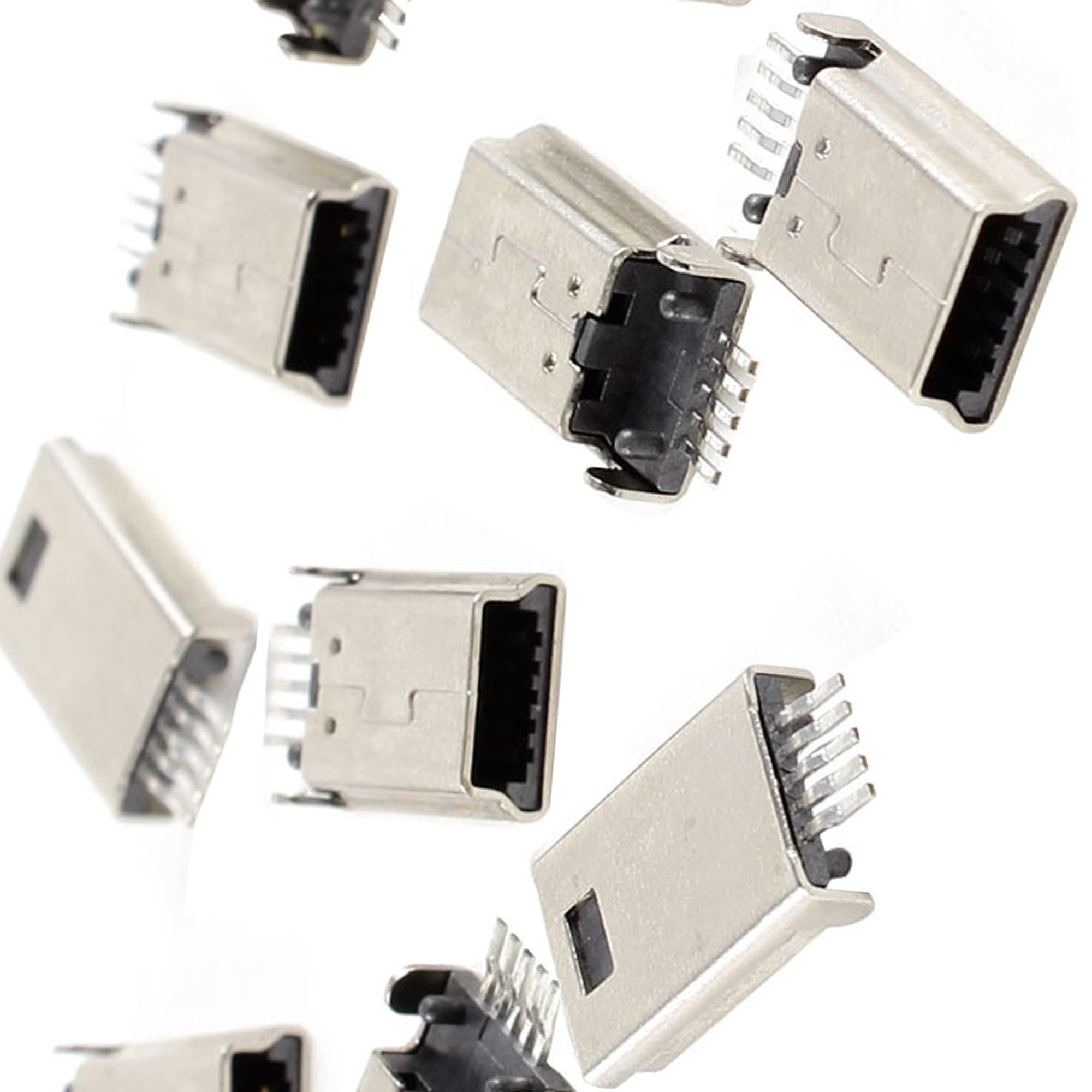 Uxcell 10 Pcs Mini Usb Type B Male Socket 5 Pin 180 Degree Smt Solder Jack Connector Adapter
