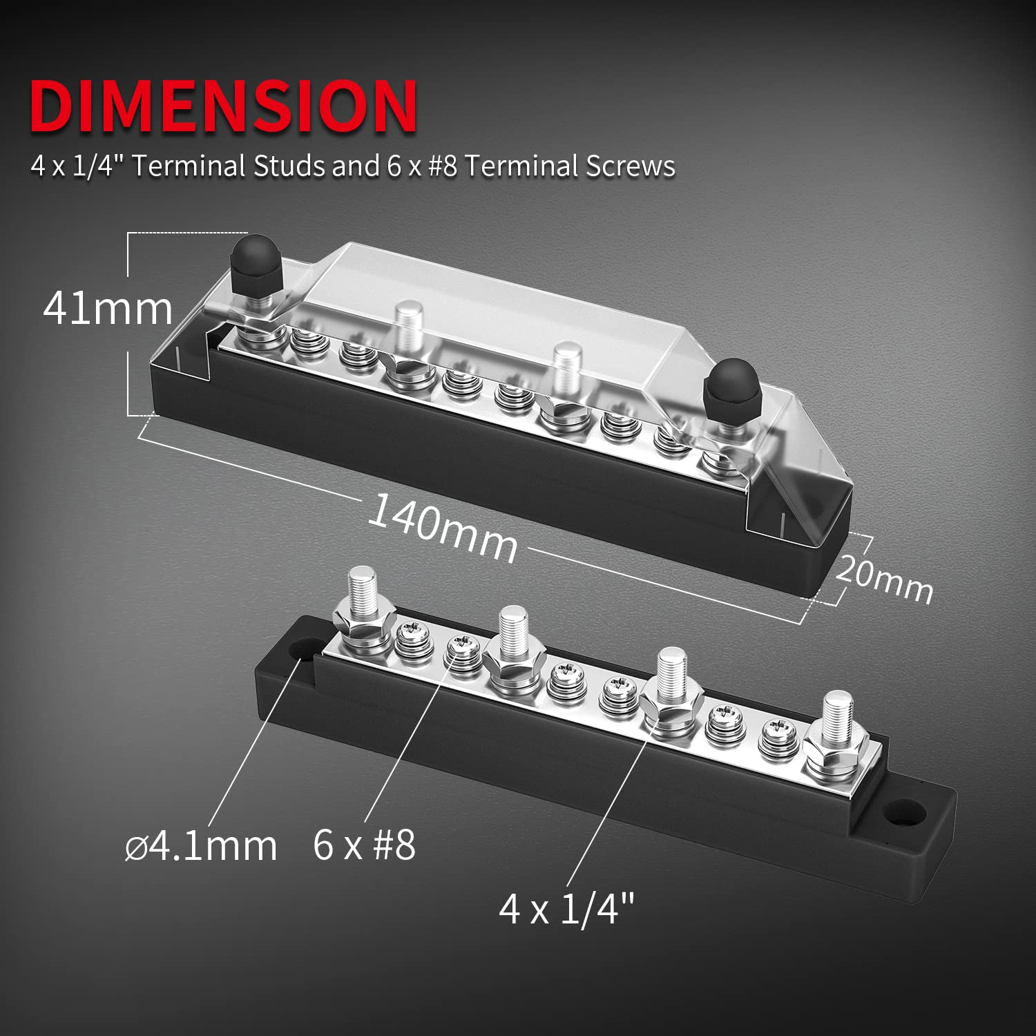 Daiertek Power Distribution Block 4 X M6 Terminal Studs, 6 X M4 Terminal Screws Battery Bus Bar For Car Marine Boat (Pair   Posi
