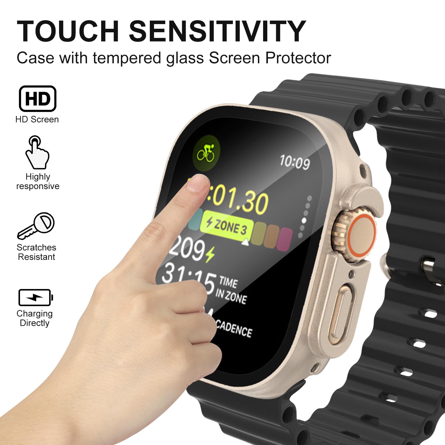 [9 Pack] Pocoukate Case Compatible With 49Mm Apple Watch Ultra & Ultra 2 With Tempered Glass Screen Protector Full Scratch Resis