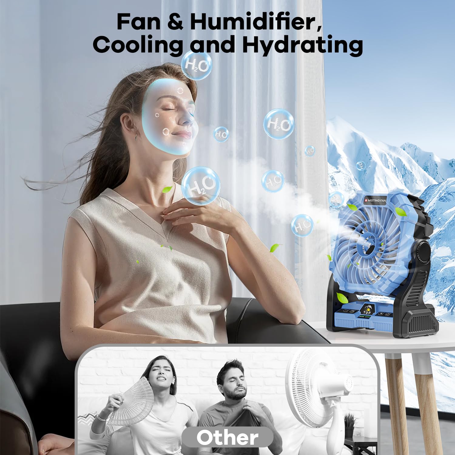 Misting Fan Portable With Rgb Lantern, 30000 Mah Rechargeable Battery Operated Camping Mist Fan With Emergency Hurricane Supplie