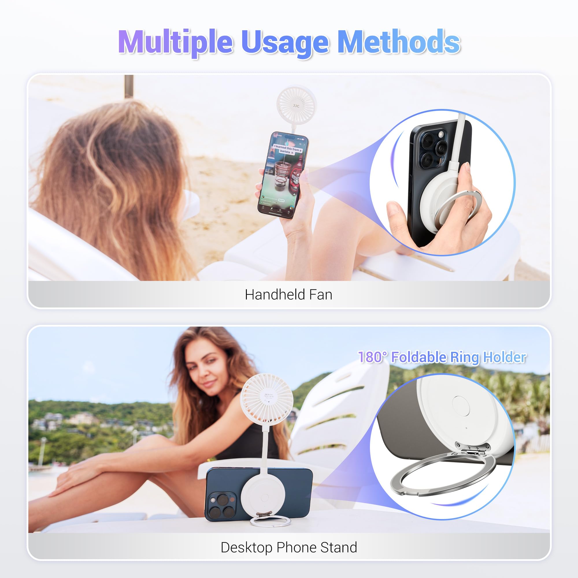 Magnetic Cell Phone Fan,3 Speeds Mini Personal Fan With Flexible Angle Design & Phone Ring,Usb Desk Fan For Iphone 15 14 13 12 P