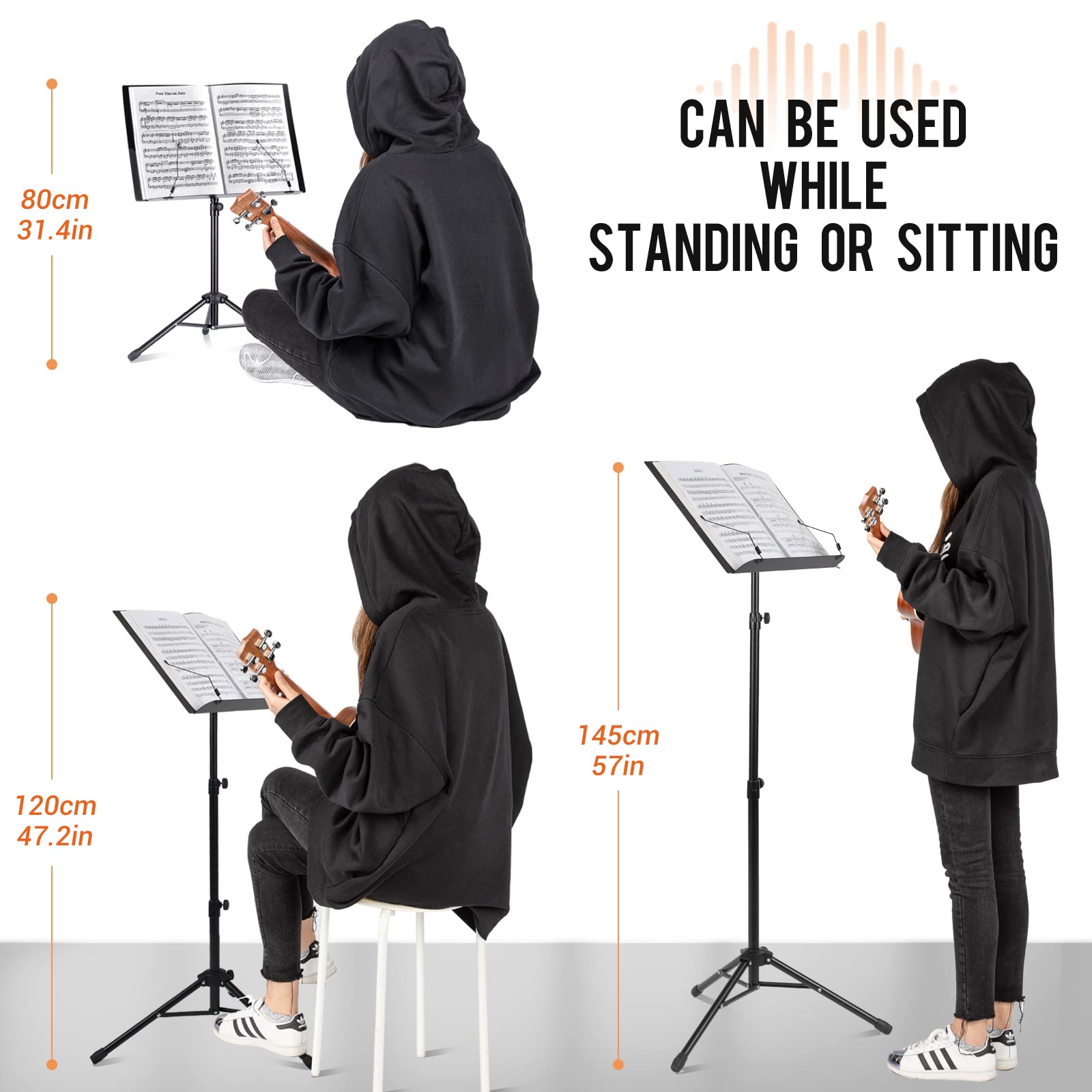 Cahaya Sheet Music Stand Portable With Carrying Bag Metal Table Top Book Stand Laptop Stand Tablet Stand Cy0233