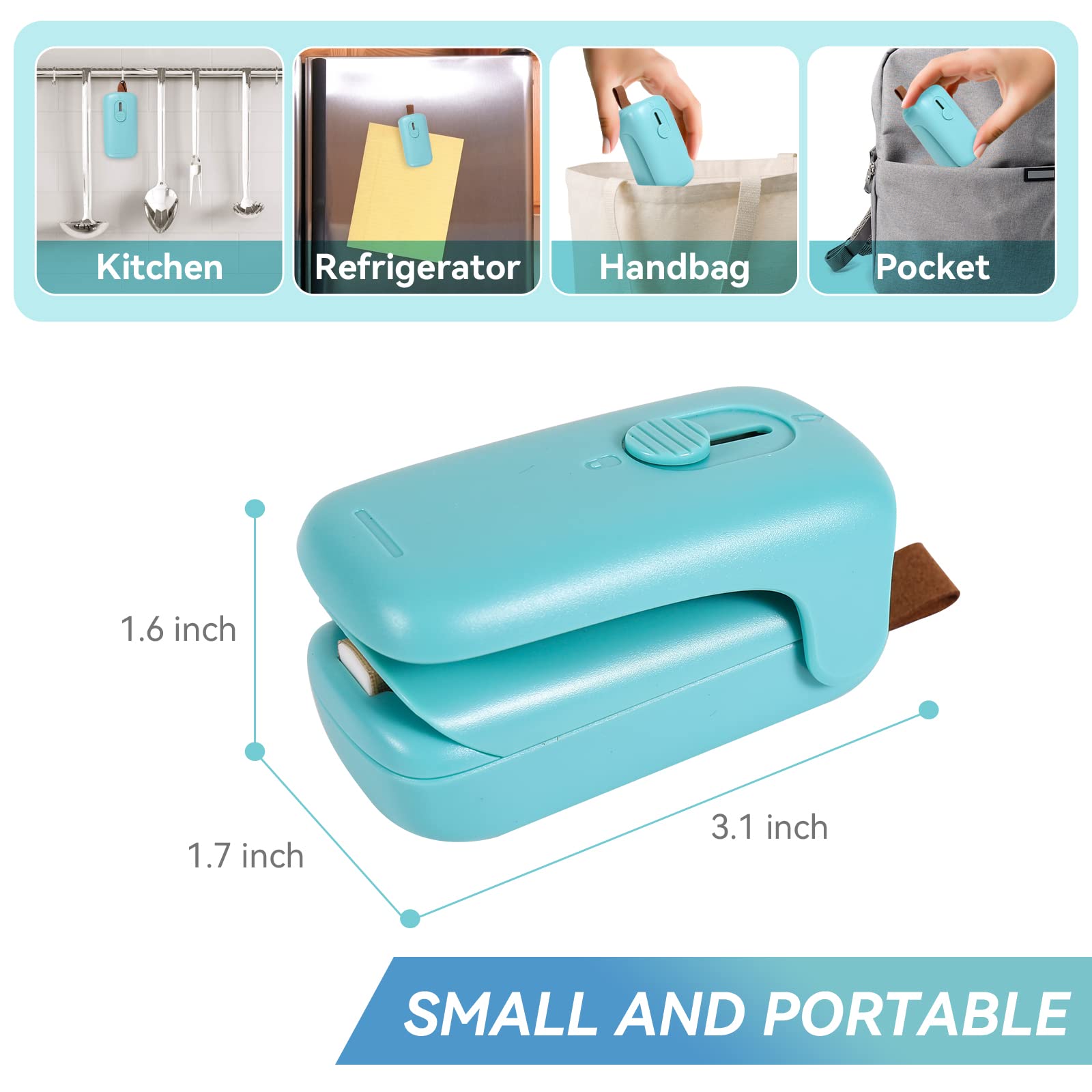 Mini Bag Sealer, Romsto Handheld Heat Vacuum Sealer, 2 In 1 Sealer And Cutter With Lanyard, Portable Resealer Machine For Plasti