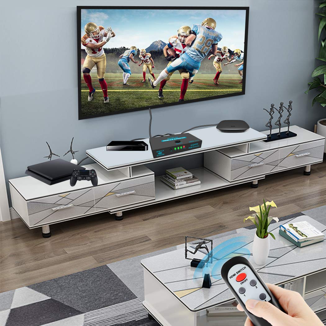 Sgeyr Hdmi 2.0 Switch Splitter 3 Port 4K Hdmi Switcher 3 In 1 Out Hdmi Switches Selector Box With Ir Remote Ir Remote Control Support Hdcp 2.2 Support 4K@60Hz Ultra Hd 3D 2160P 1080P