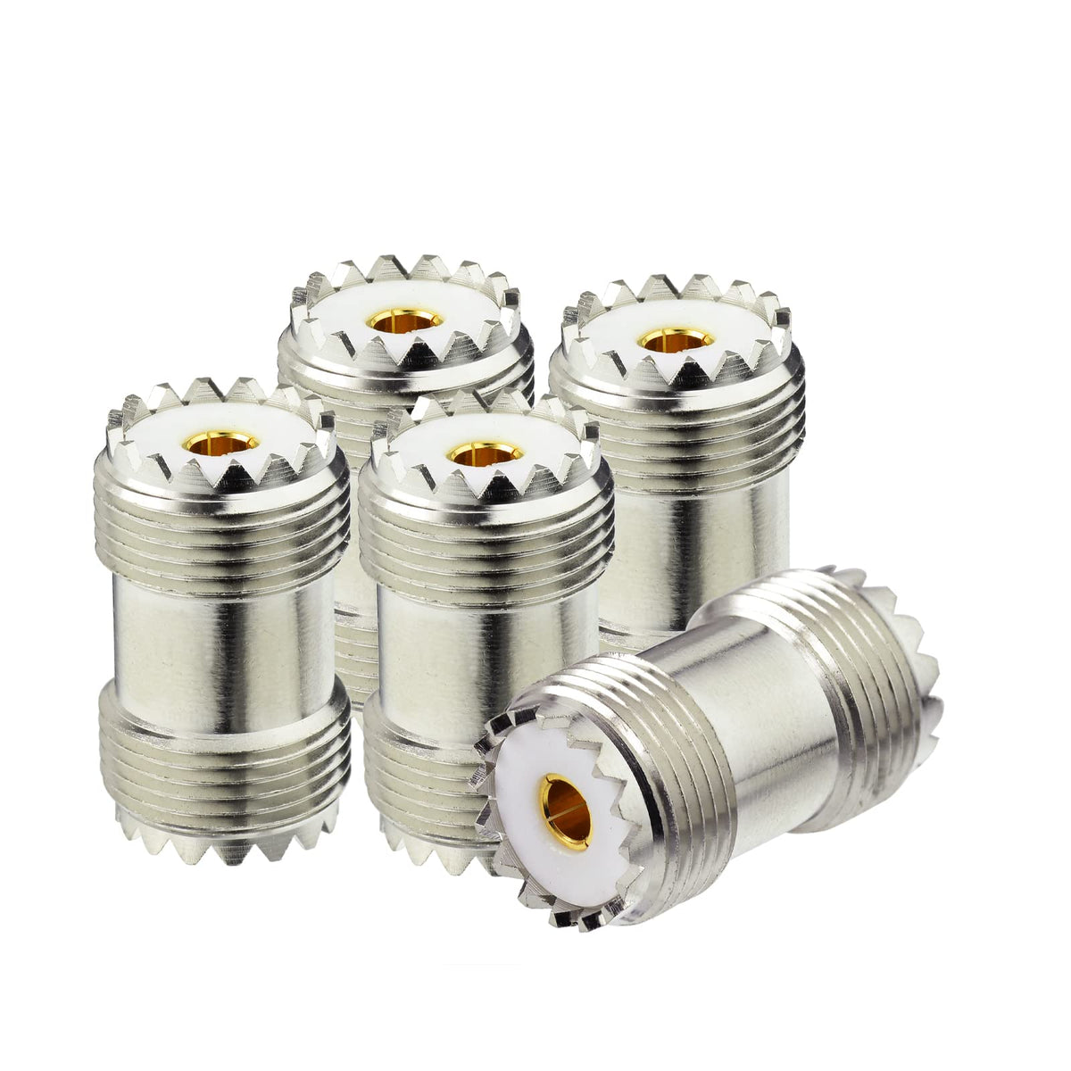 Superbat SO239 Barrel Connector 5-Pack UHF PL259 Female to Female Coax Coaxial Adapter Coupler for CB Ham Radio Antenna SWR Meter Cable