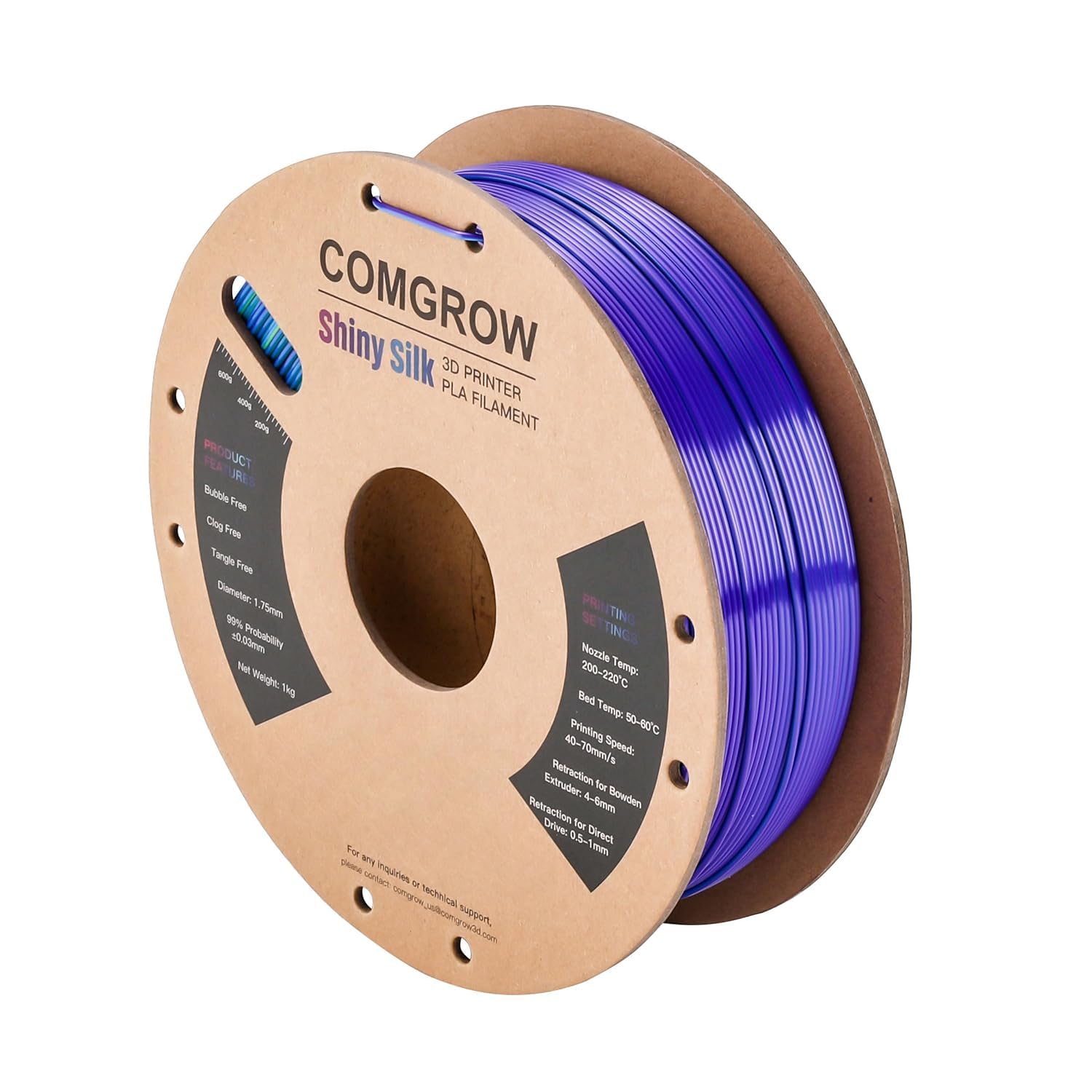 Comgrow Silk Shiny Blue Purple And Yellow 3D Printer Filament, Comgrow 3D Printing Materials Silk Pla 1.75Mm, 3D Printing Filame