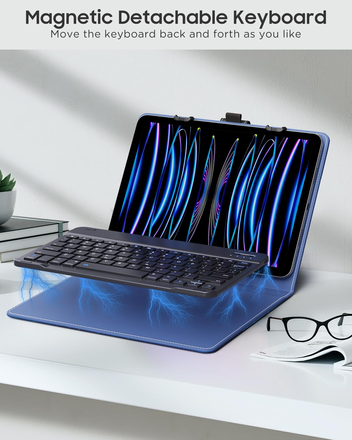 Moko Universal Tablet Case With Keyboard For 9 - 11 Tablets, With Pen Holder & Removable Wireless Bluetooth Keyboard For Samsung