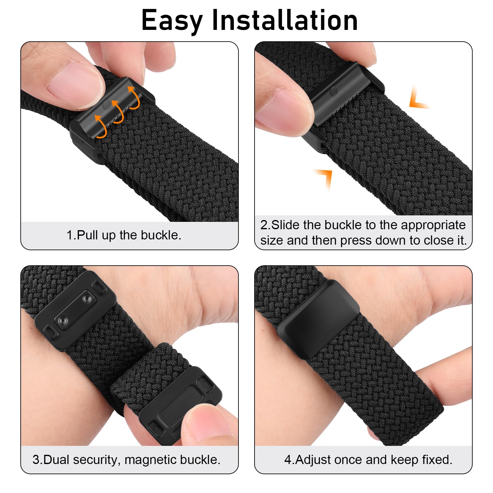 Magnetic Braided Watch Band Compatible With Garmin Venu 3S / Vivoactive 4S / Venu 2S / Vivomove 3S, 18Mm Replacement Wristband S