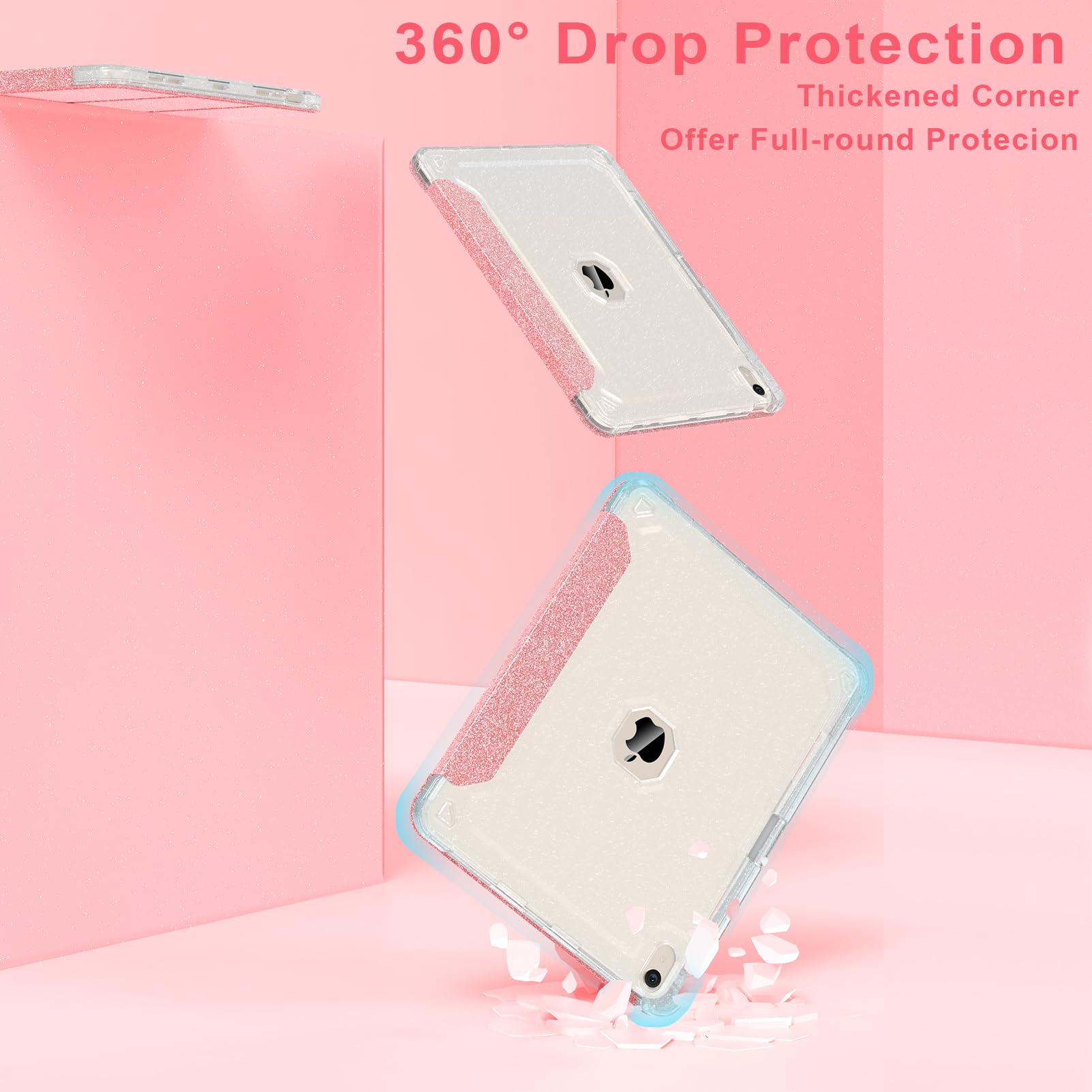 Sevrok Glitter Case For Ipad Air 13 Inch M2 (2024),Screen Protector With Pencil Holder,Sparkle Glitter Leather Trifold Stand Mag